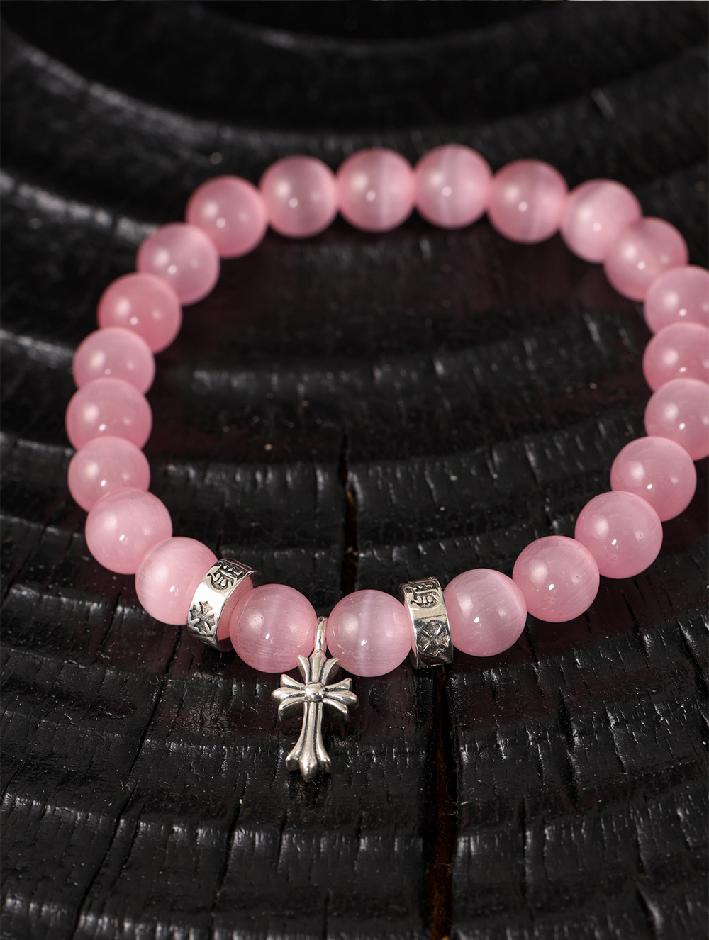 Item ID 8385 Two new colors added -Chrome-Hearts-CH- Crow heart - gemstone bracelet