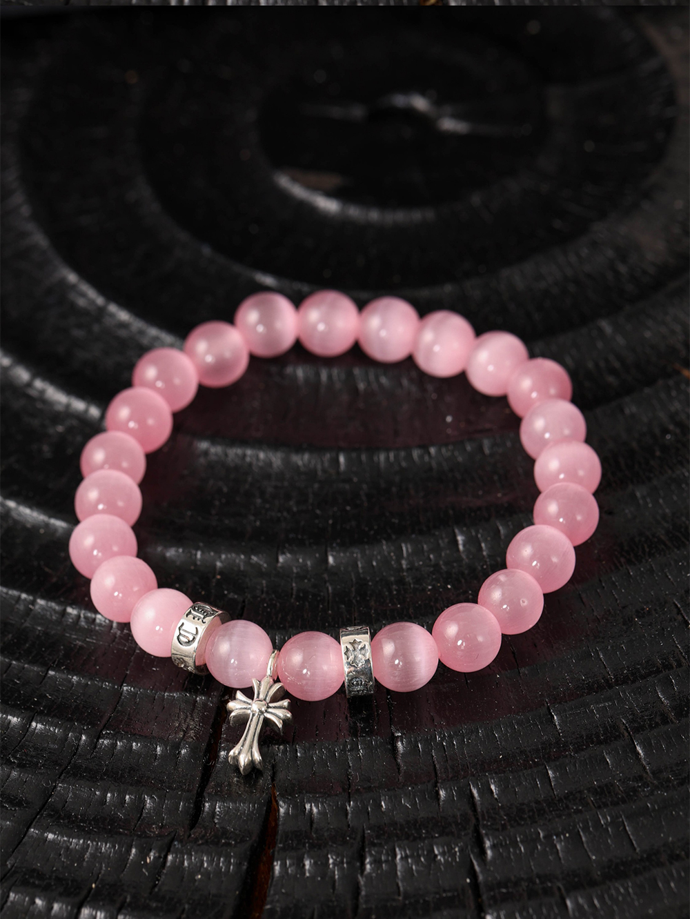Item ID 8385 Two new colors added -Chrome-Hearts-CH- Crow heart - gemstone bracelet