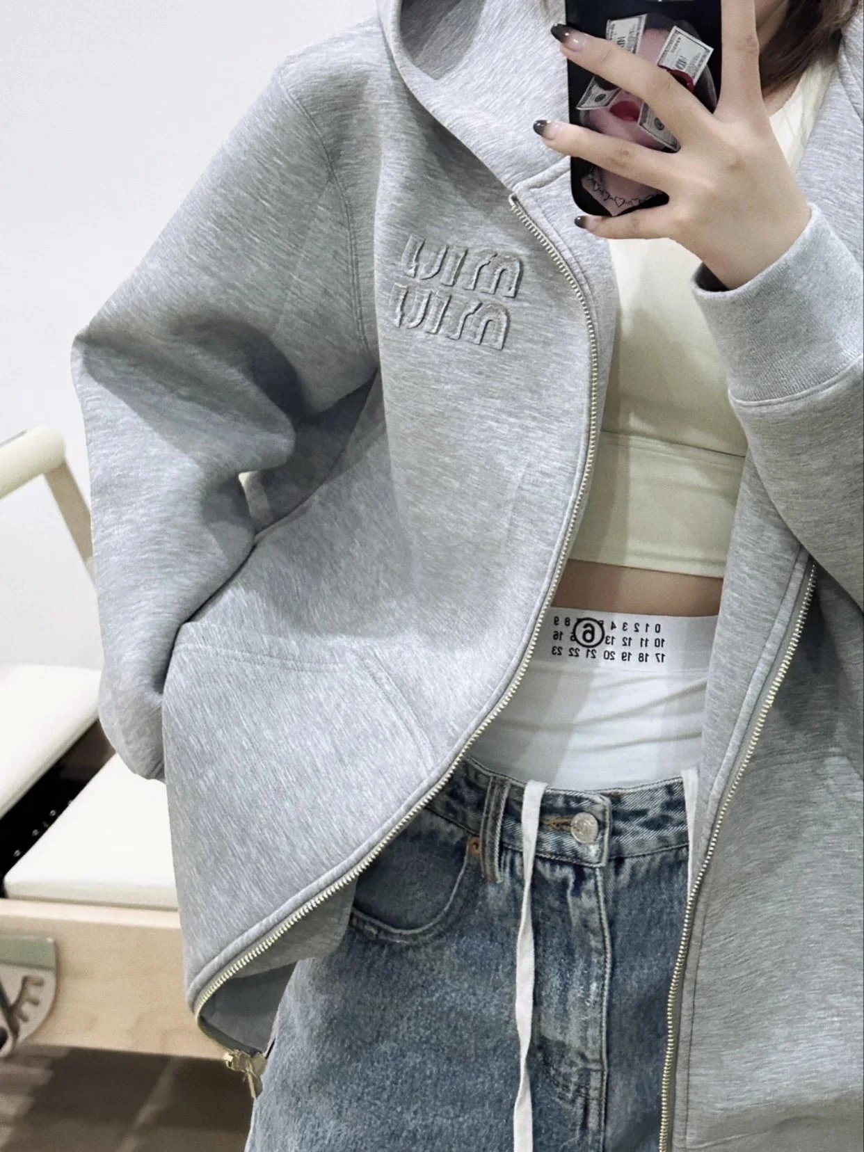 Item ID 8042 Miu Miu -2023ss-760g Heavy Weight Fabric - Double sided Stacked Zipper