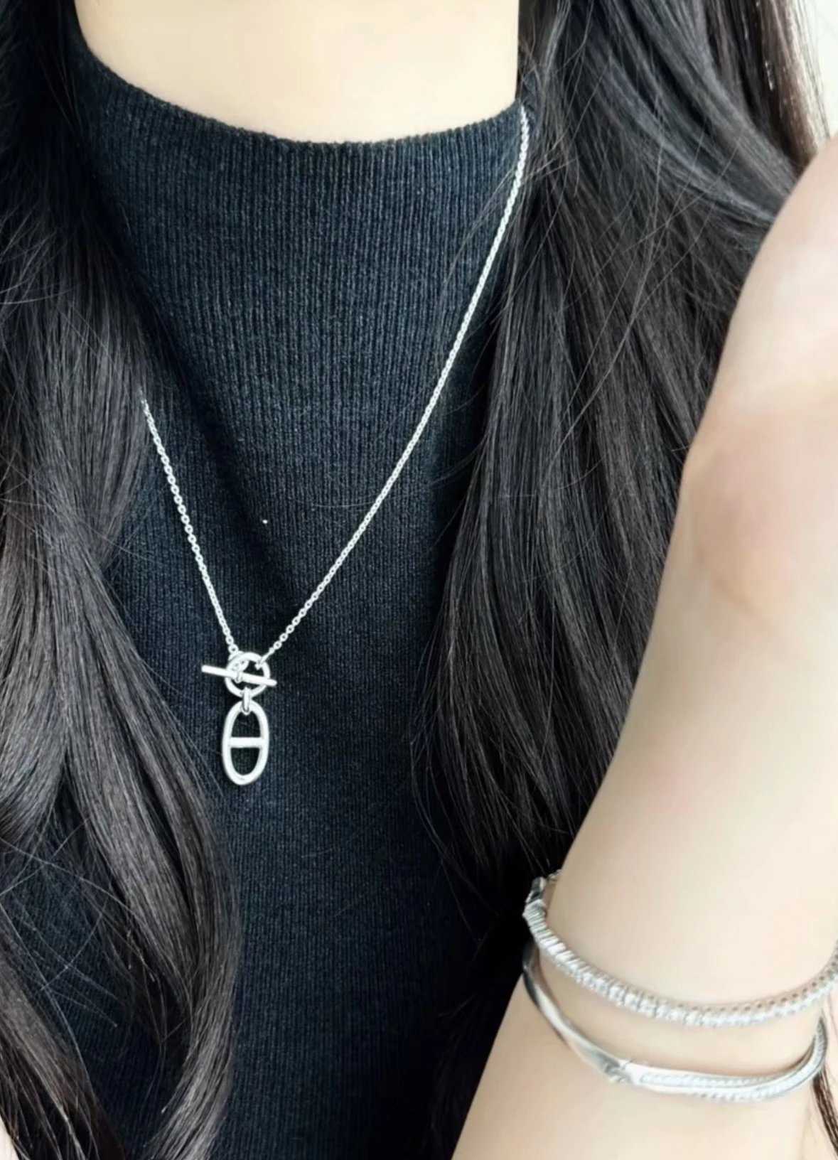 Item ID 8388 “ Valentine's Day only ”Chained-Ancre-“925 silver ” Fashionable Pig No
