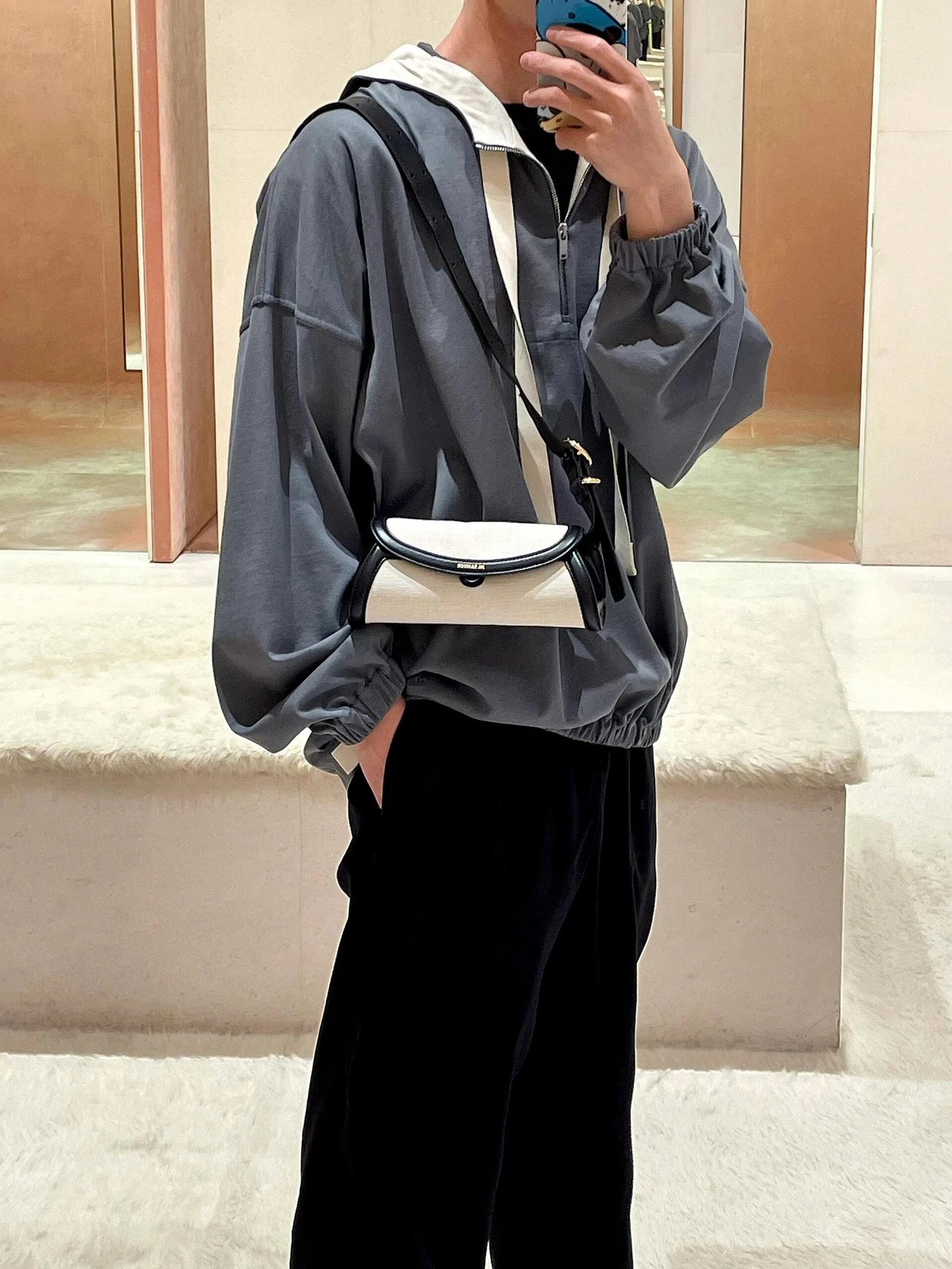 Item ID 8028 Jil-S@nder- gilsanda -2024ss- Half-zip web hoodie -Oversize Version