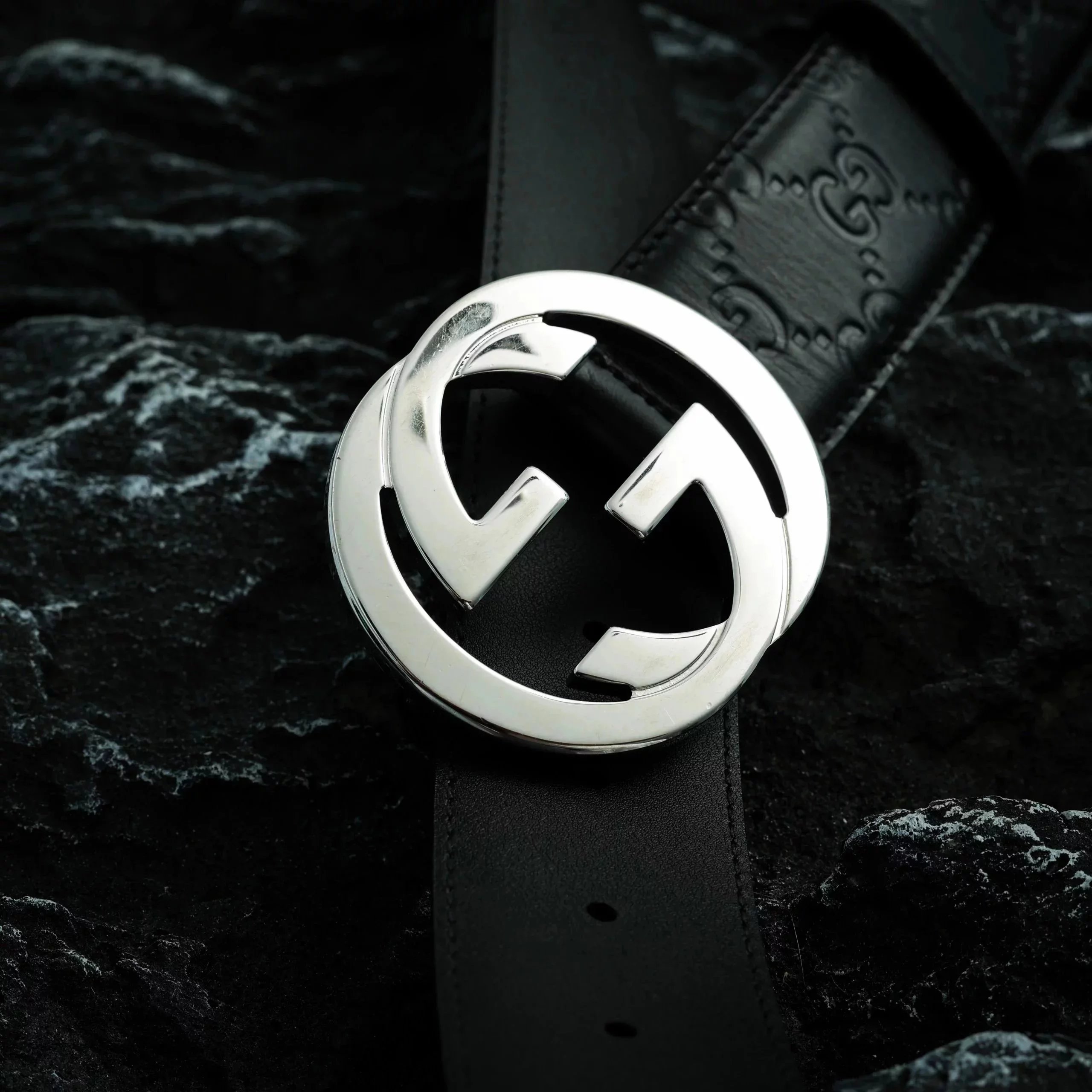 Item ID 8396 GUC belt - pair G logo logo belt - Classic old flower embossed black b