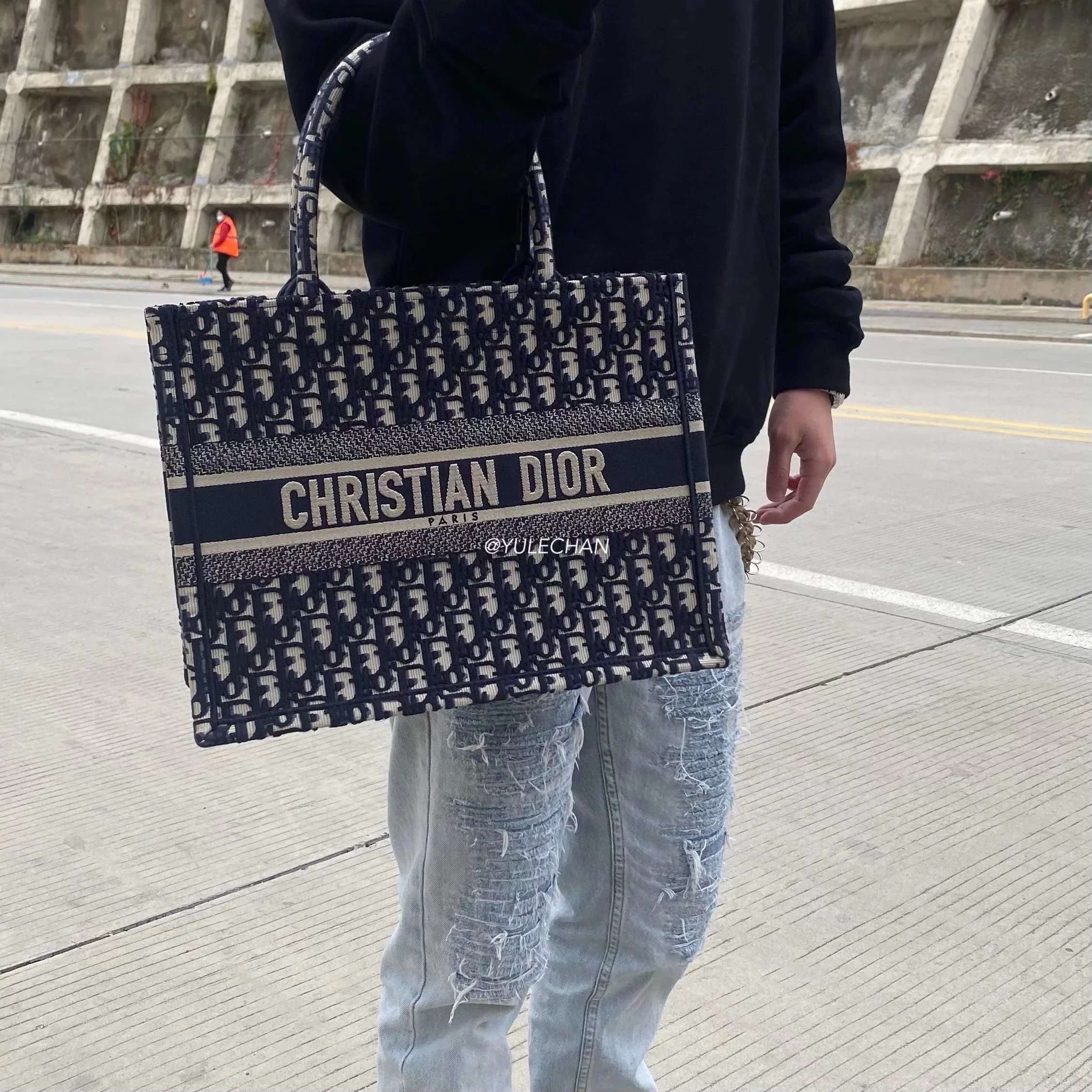 Item ID 8476 Full printed Jacquard Dior - Old Flower Series - Jacquard Tote Bag - L