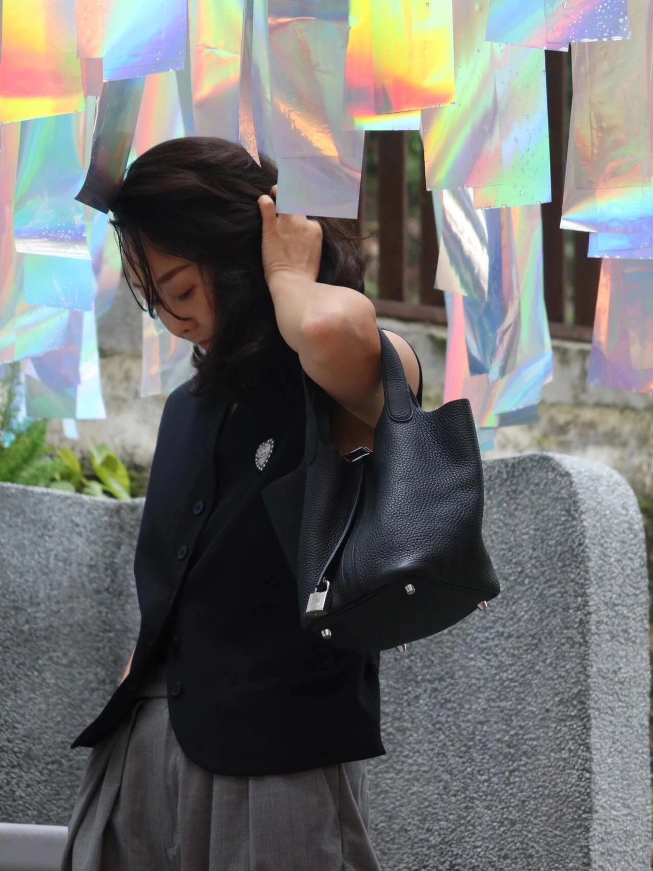 Item ID 8487 HERME3-Majia-Picoting-Lock-18- Gold Buckle - Calf Leather - Vegetable