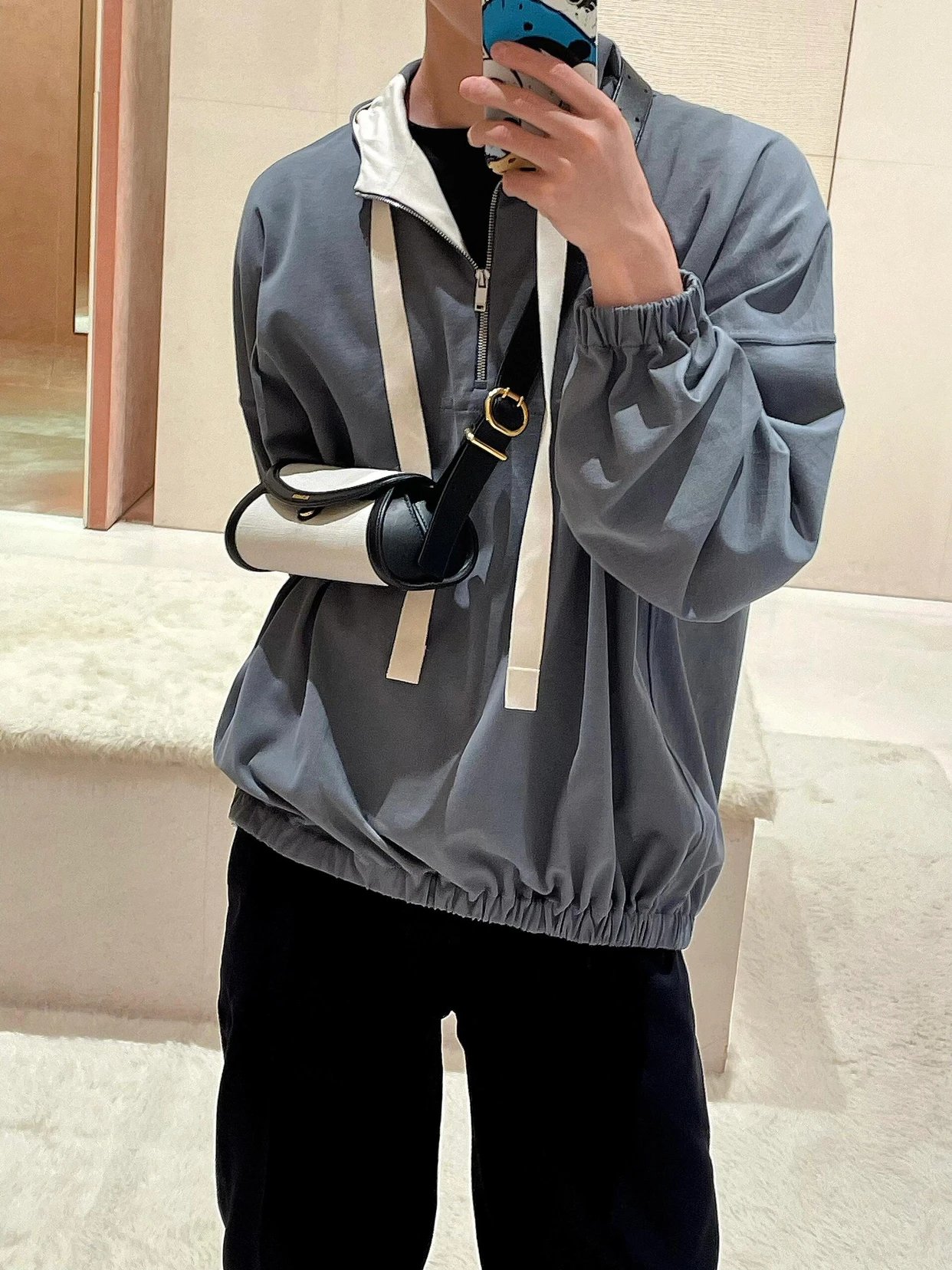 Item ID 8028 Jil-S@nder- gilsanda -2024ss- Half-zip web hoodie -Oversize Version