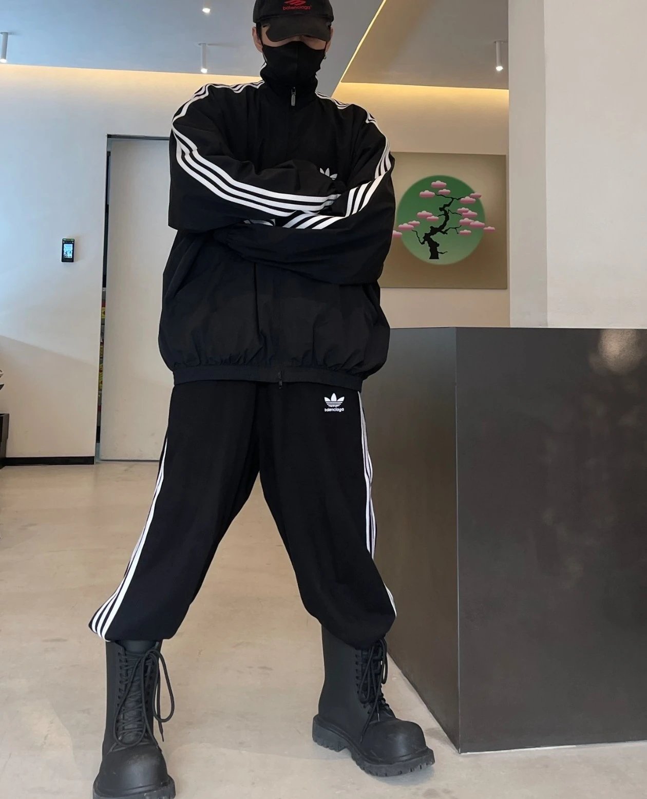 Item ID 8344 Balenci@ga-x-Adid@s- Paris clover joint brand - Sports wide leg trouse