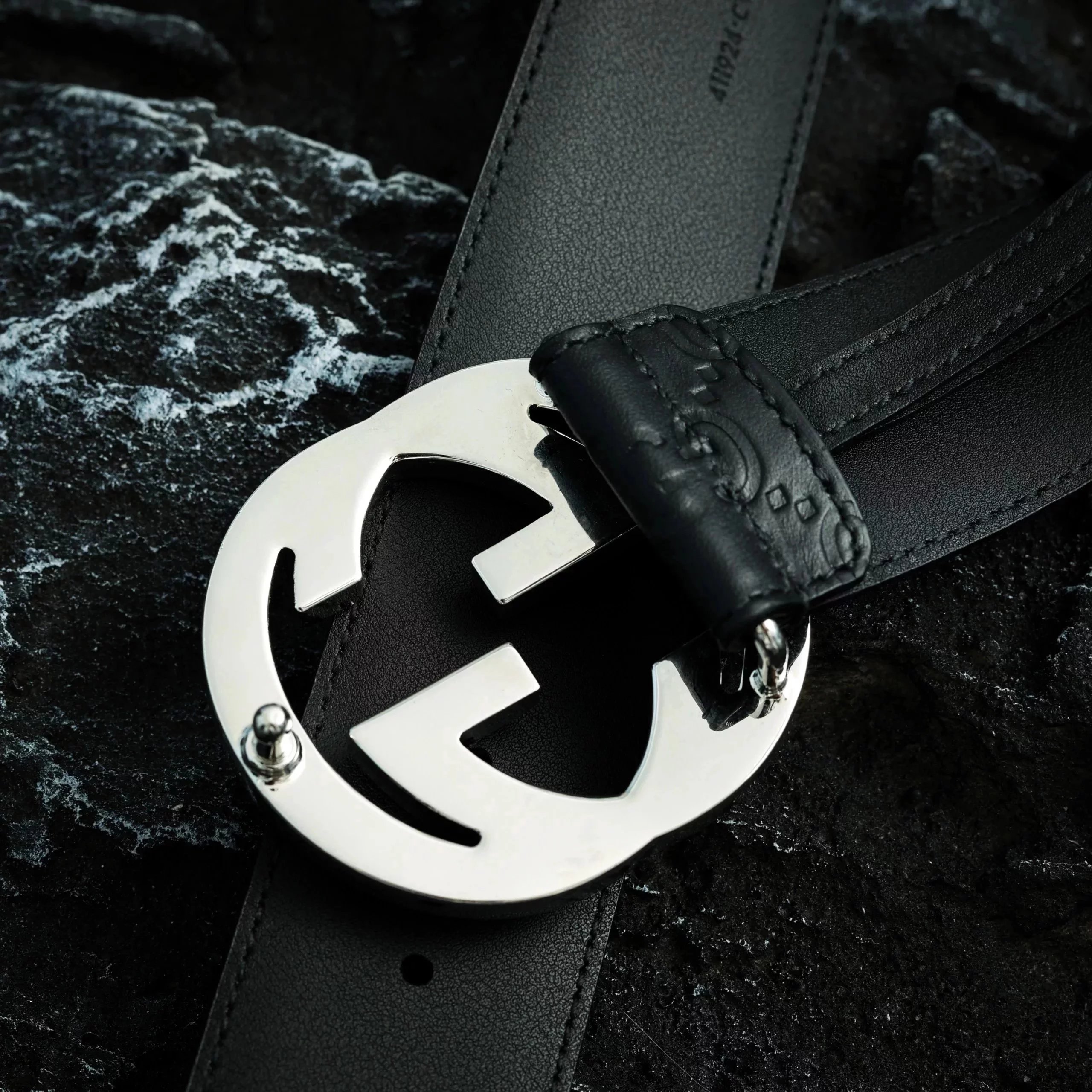 Item ID 8396 GUC belt - pair G logo logo belt - Classic old flower embossed black b