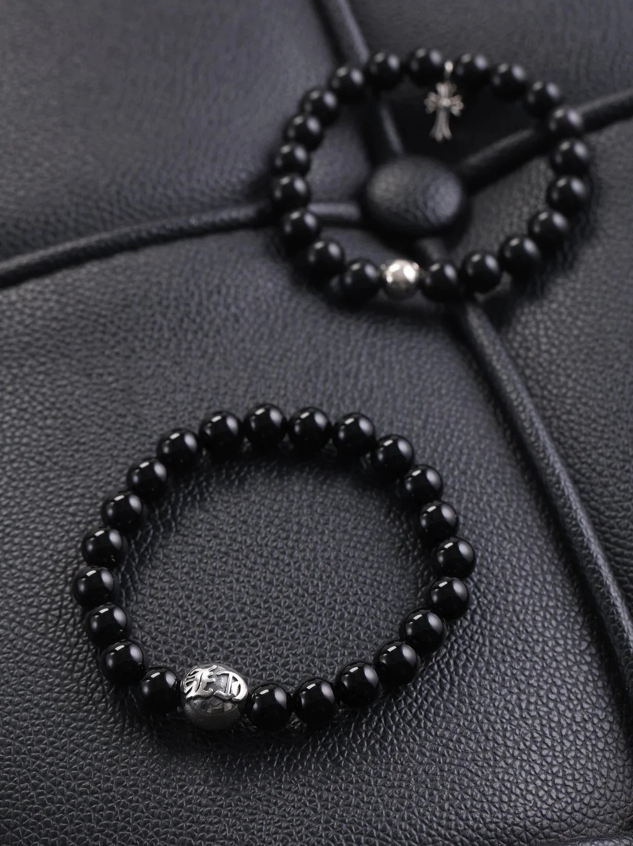 Item ID 8385 Two new colors added -Chrome-Hearts-CH- Crow heart - gemstone bracelet