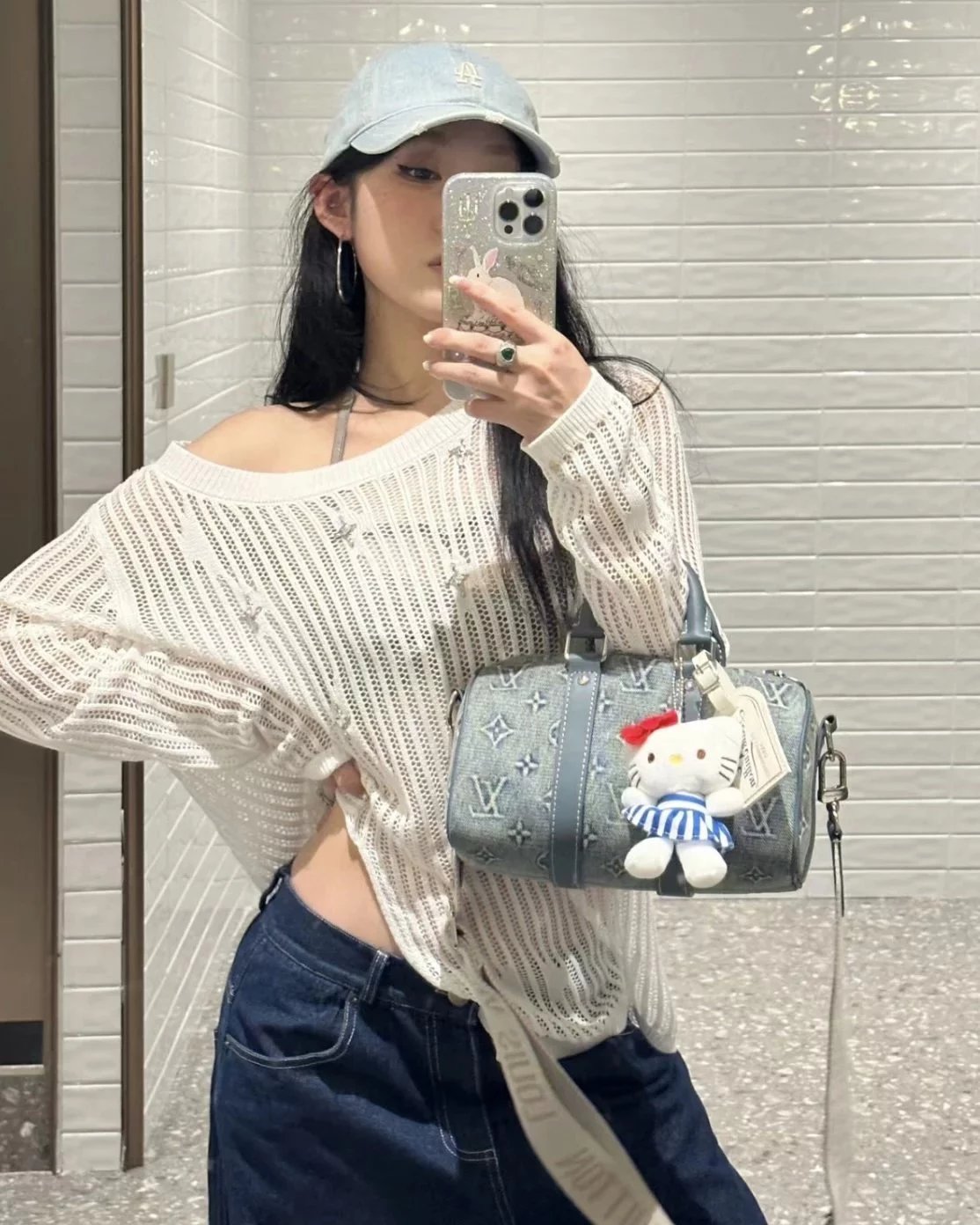 Item ID 8426 Advanced Customization - Kepall 25- Washed Blue Denim Canvas Bag - Sma