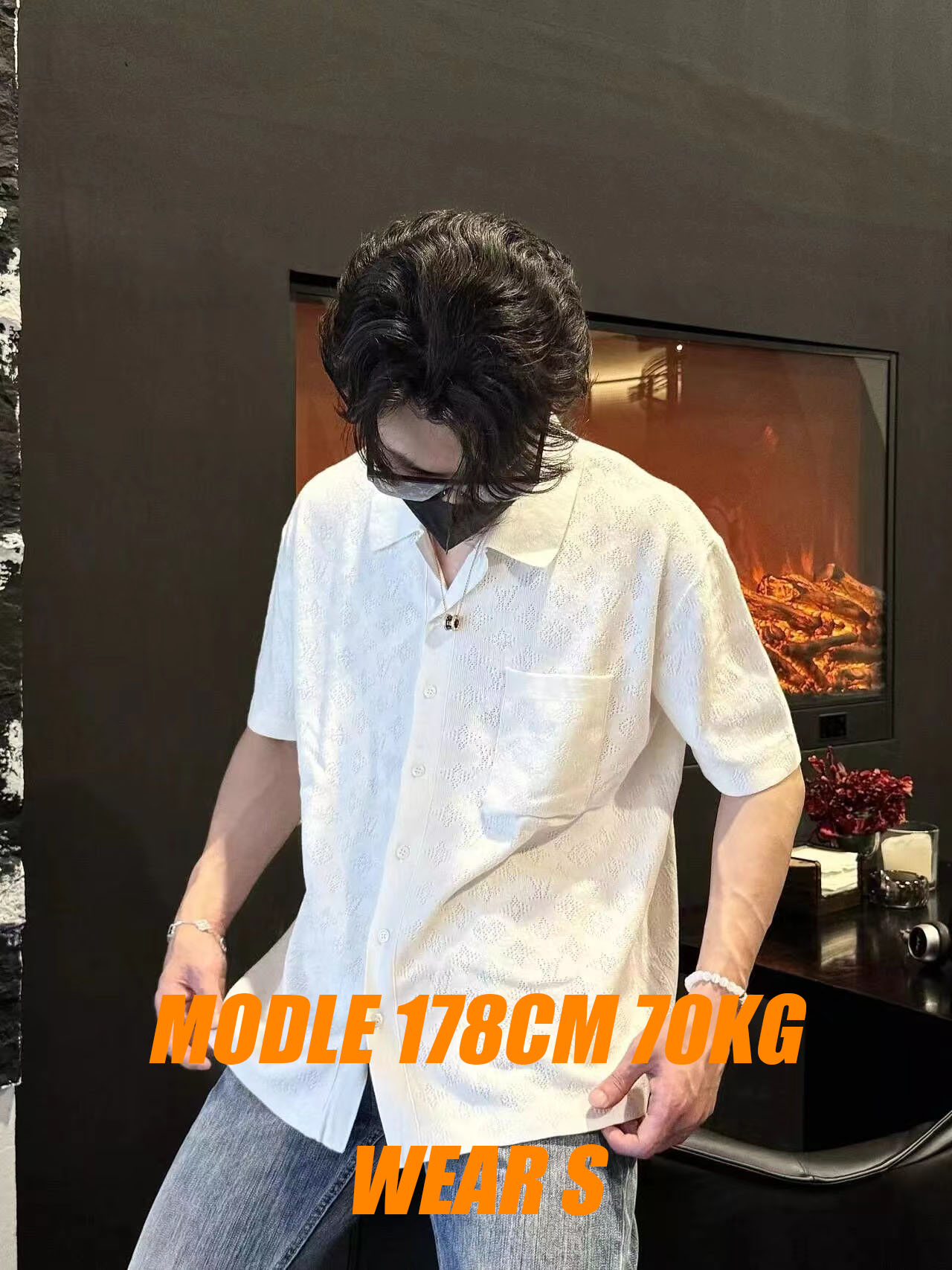 thtLthtthtvtht Knit Cuban collar shirt