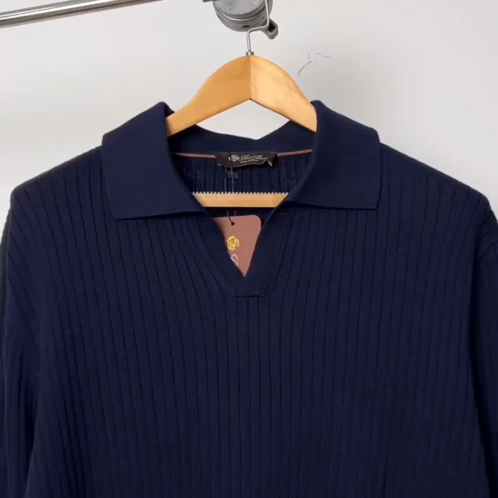 Item ID 9116 LP Old Money Series V-neck Knitted Sweater Wool Blended Fabric Solid Color Collar Ribbed Long Sleeve Cashmere Sweater