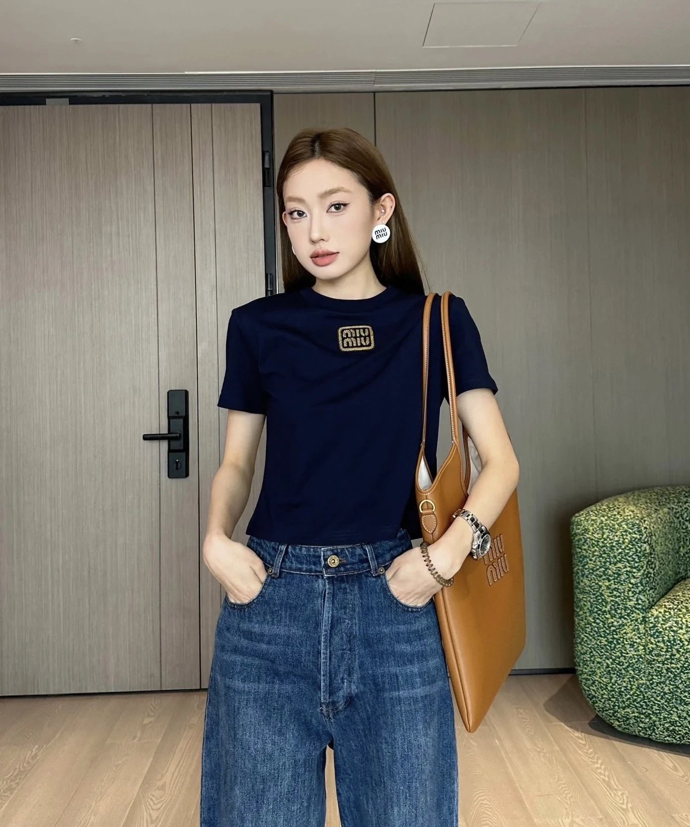 Majira size 6 short sleeved shirt-Brown-