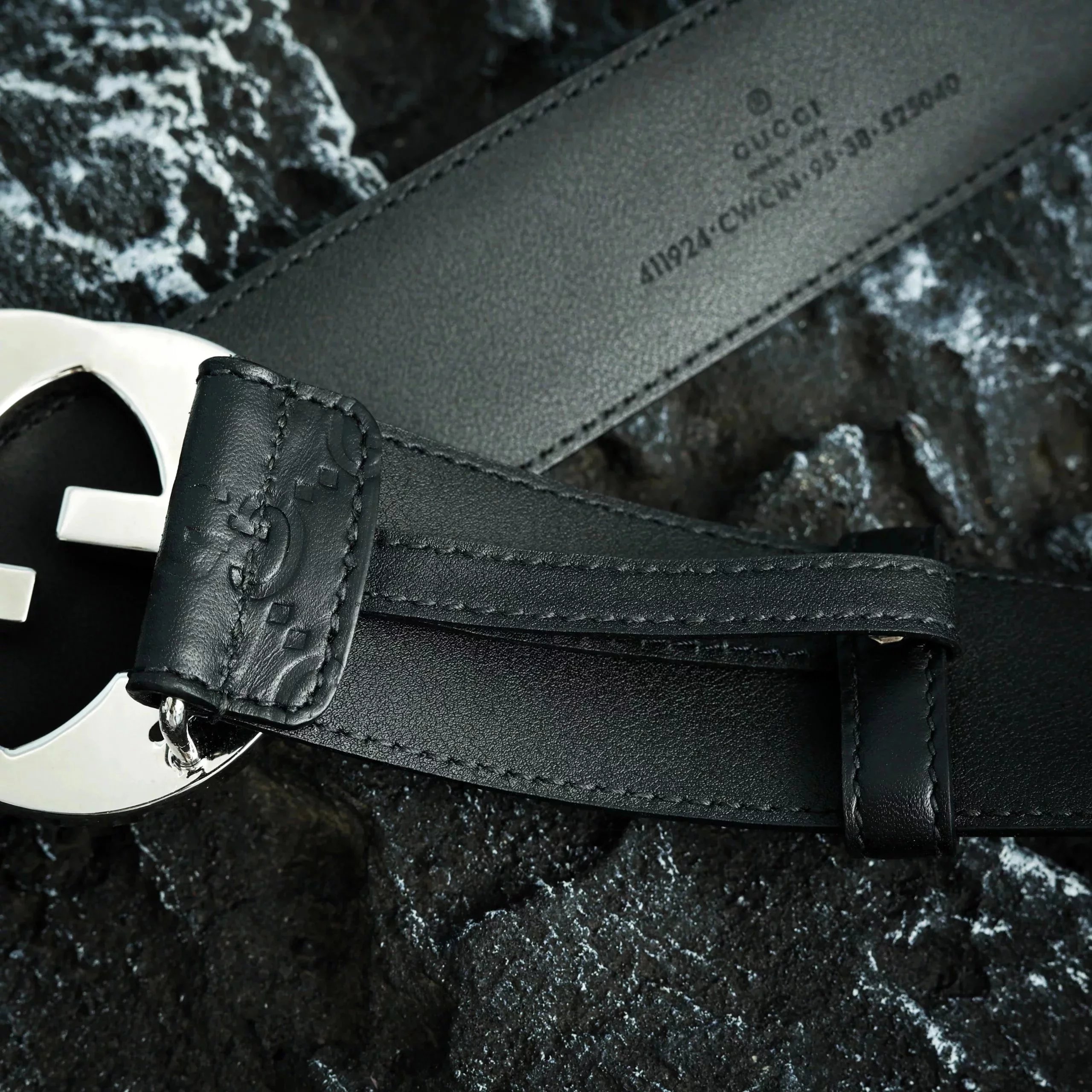 Item ID 8396 GUC belt - pair G logo logo belt - Classic old flower embossed black b