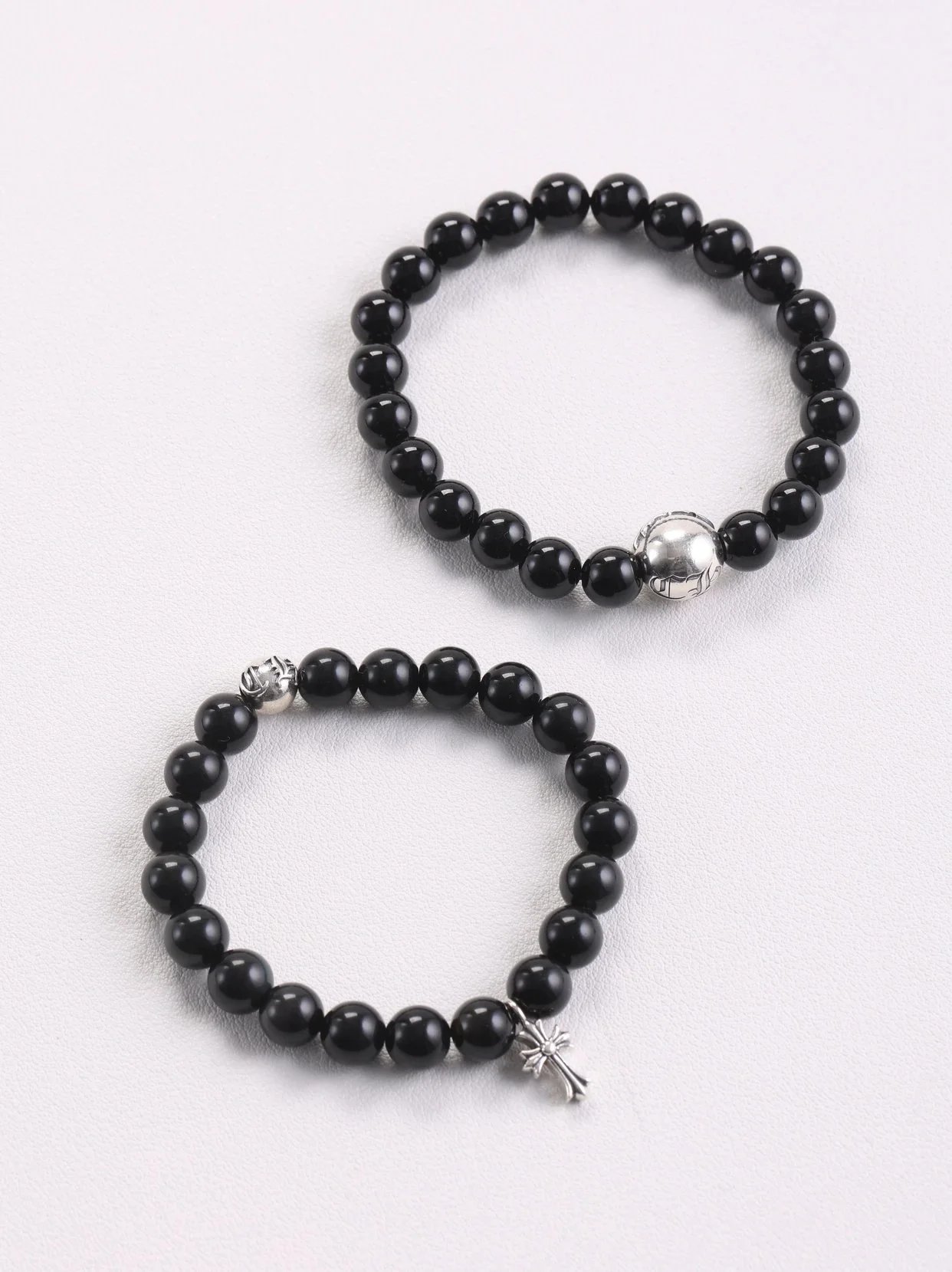 Item ID 8385 Two new colors added -Chrome-Hearts-CH- Crow heart - gemstone bracelet