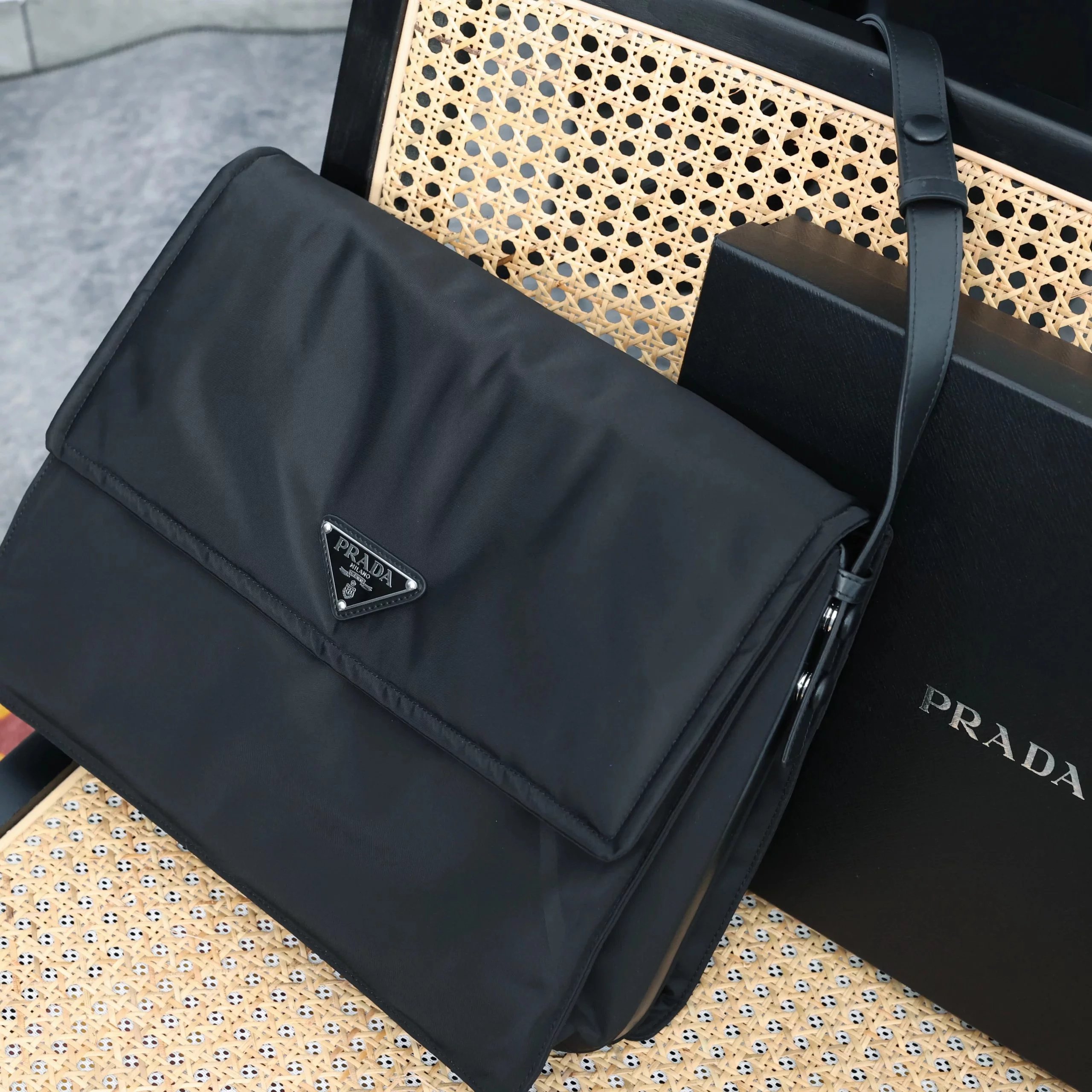 Item ID 8505 Prad invite collaboration - Retro flip bag, nylon bag, large briefcase