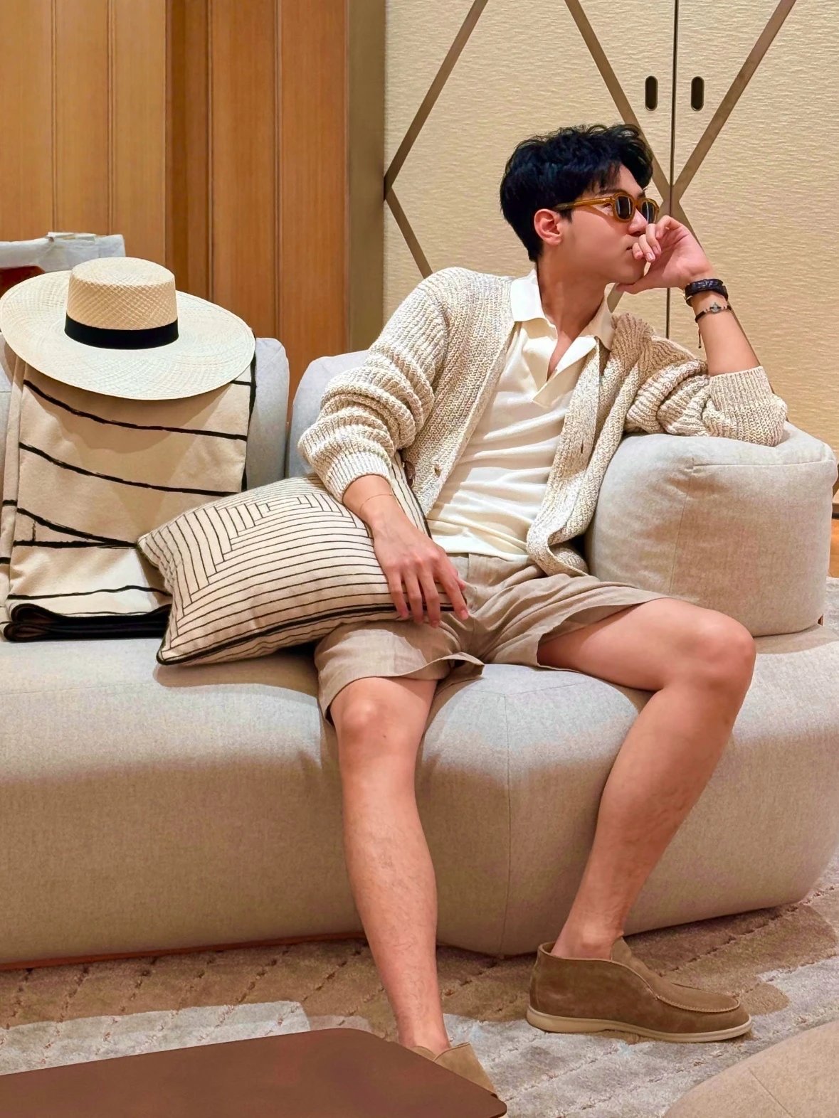 Item ID 8240 LP linen casual shorts -“ Efficient heat dissipation ”14 Worsted linen