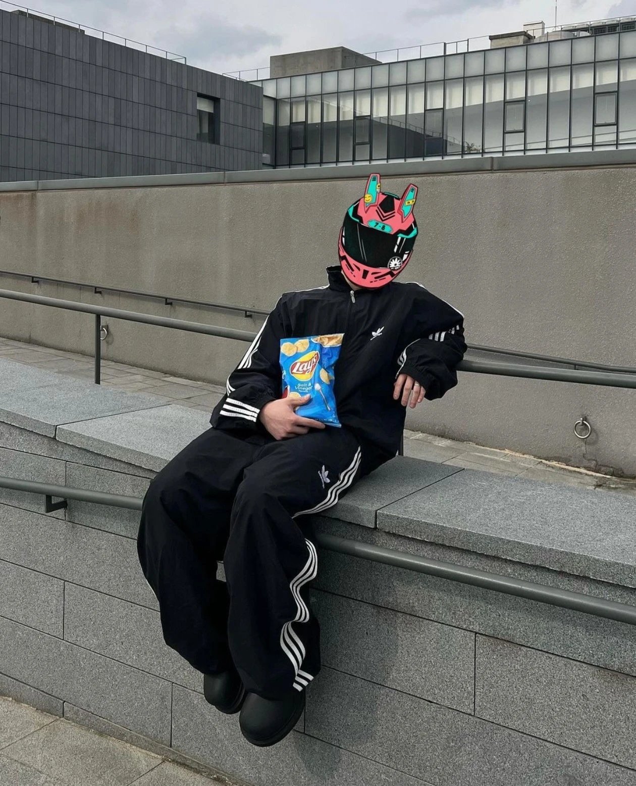 Item ID 8344 Balenci@ga-x-Adid@s- Paris clover joint brand - Sports wide leg trouse