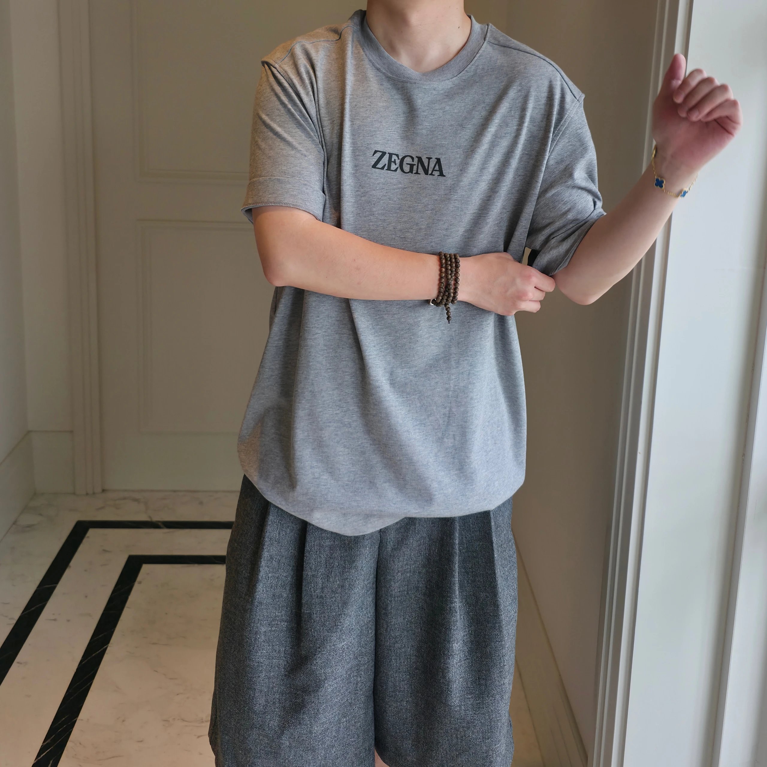 Item ID 8333 Zegna- Zegna -2024FW- Chest letter flocking heat transfer short sleeve