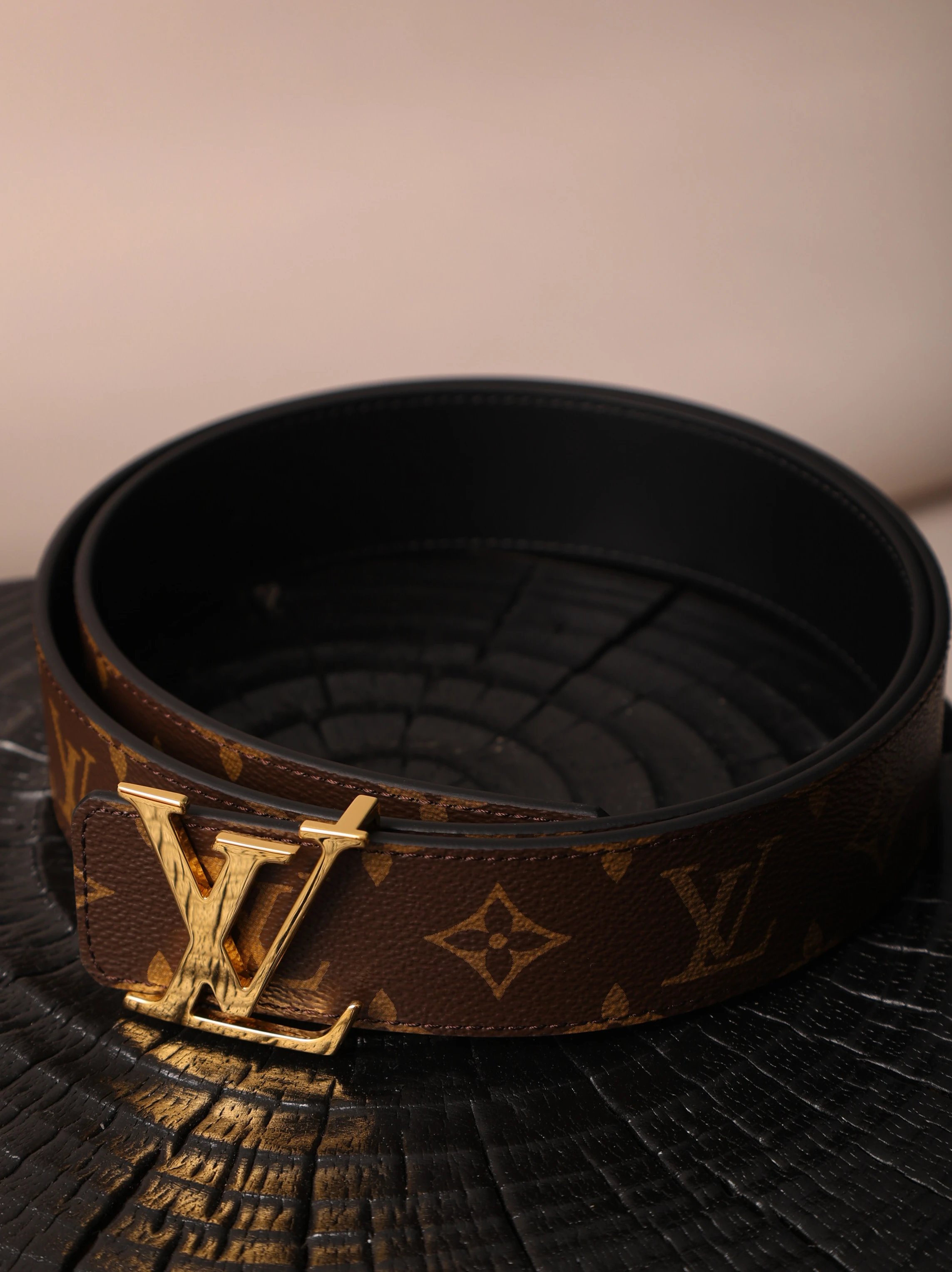 Item ID 8398 Haute Couture - Classic - Brown Floral Belt -4cm Width - Coated Leathe