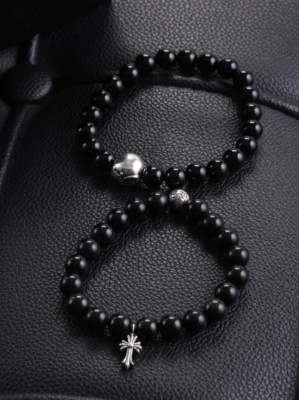 Item ID 8385 Two new colors added -Chrome-Hearts-CH- Crow heart - gemstone bracelet