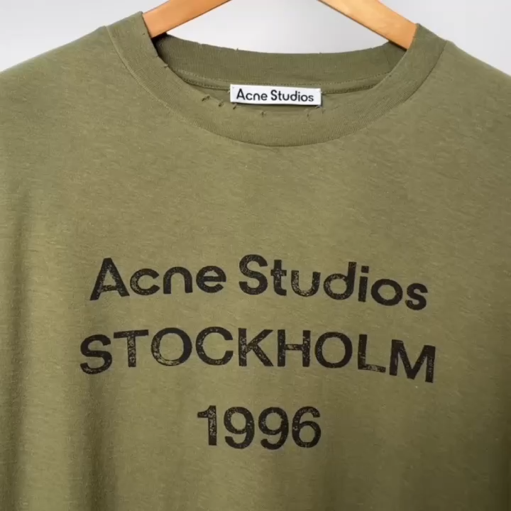 Item ID 9114 Acne 1996 Series Classic Chest Retro Logo Pattern Round Neck Long Sleeve T-shirt
