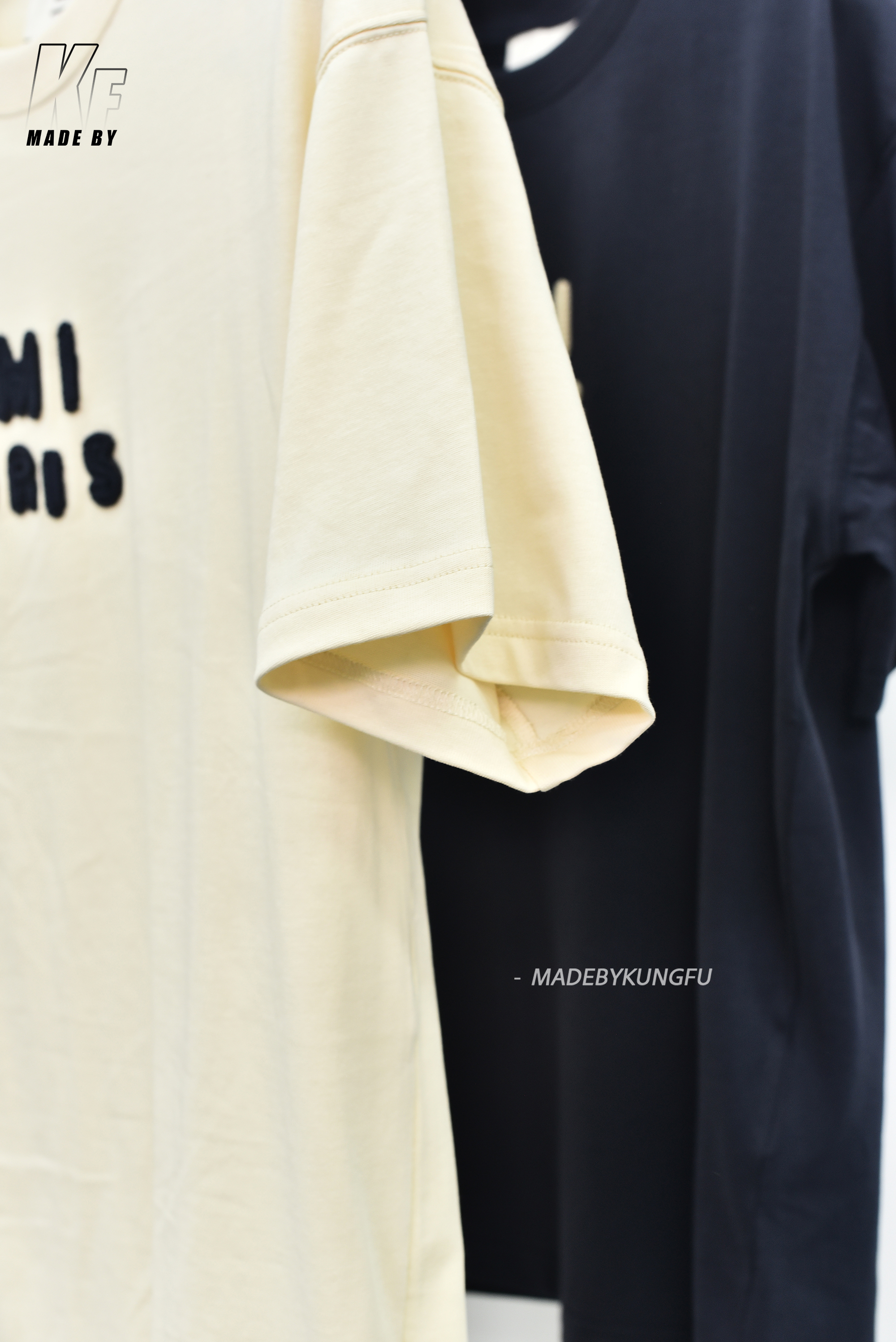 amiparis针织字母短袖 米色藏青色