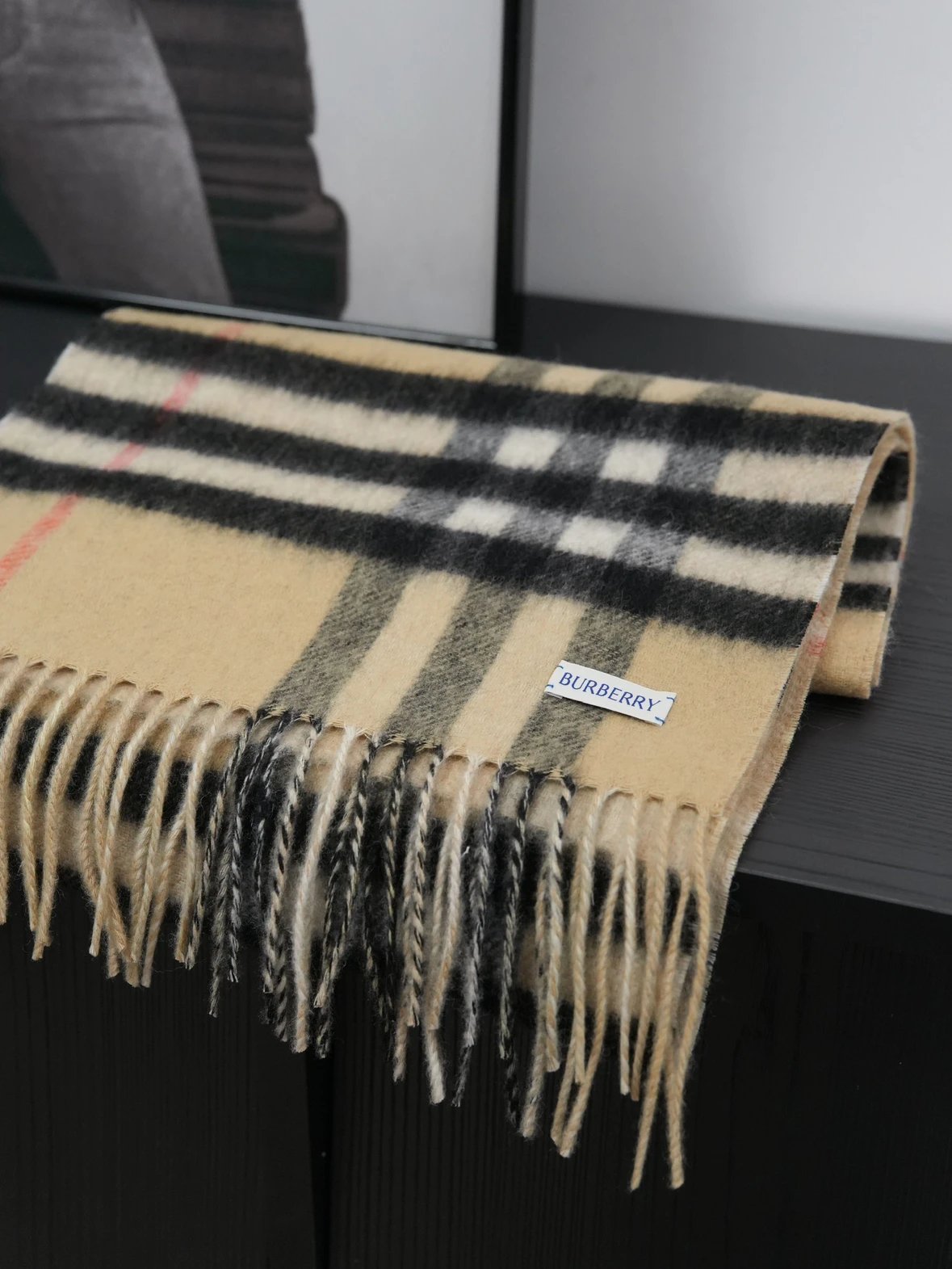Item ID 8525 BBR Wool and cashmere blend - Striped mesh decorative cashmere scarf f