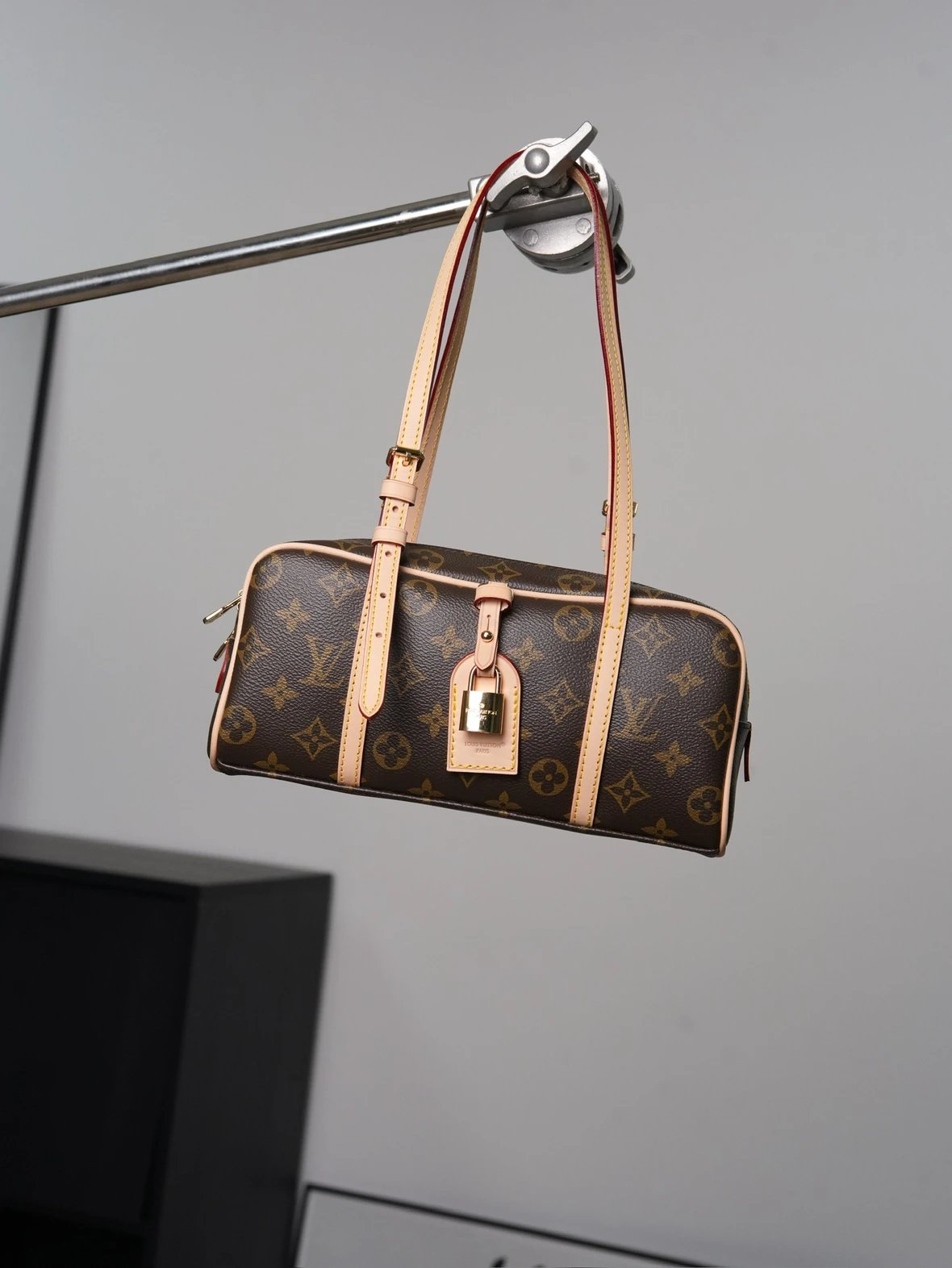 Item ID 8481 HANG-ON- retro classic -Monogram coated canvas - bowling bag handbag -