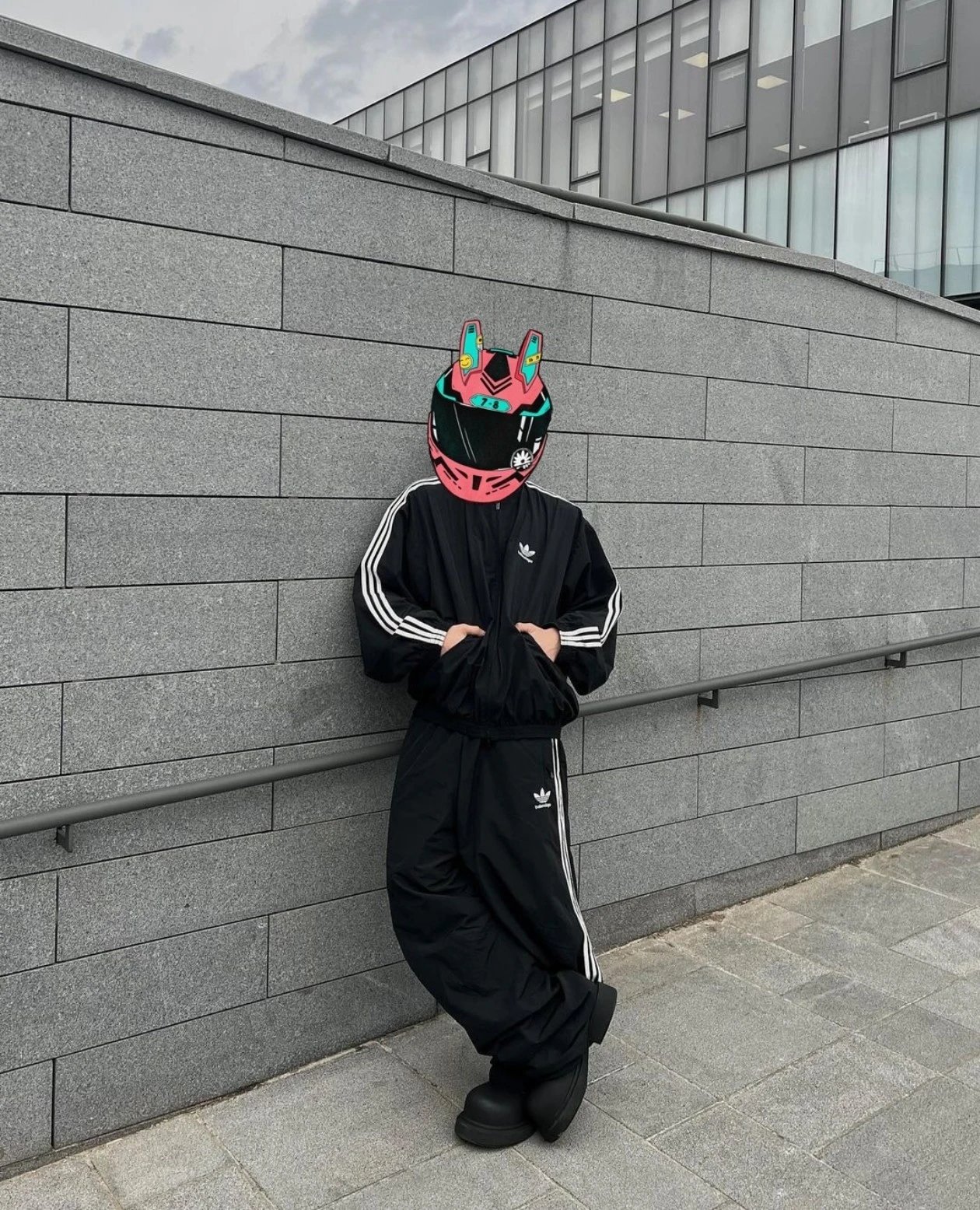 Item ID 8344 Balenci@ga-x-Adid@s- Paris clover joint brand - Sports wide leg trouse