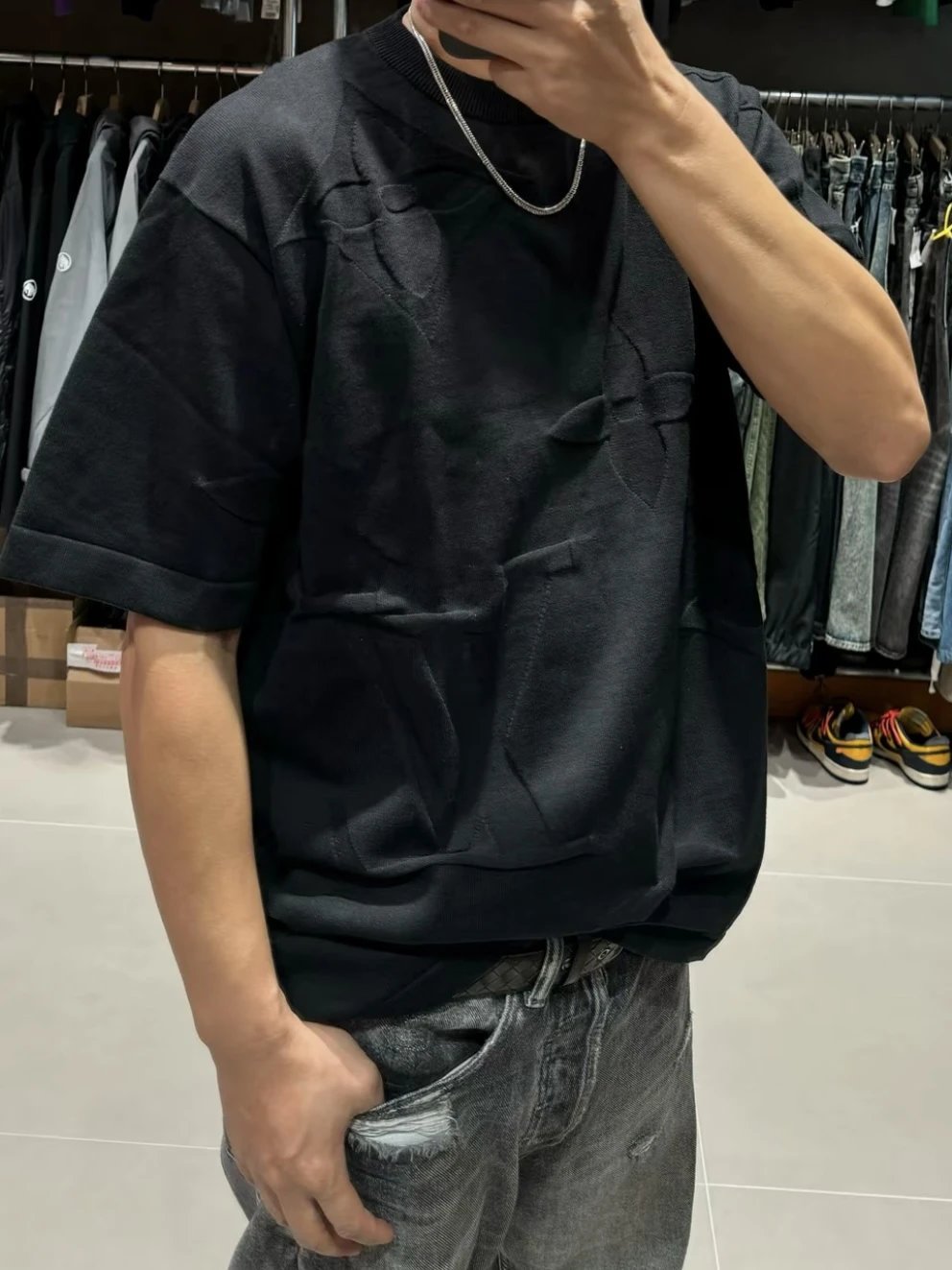 Item ID 8271 Advanced customization -2024ss- Large relief presbyopic knitted short