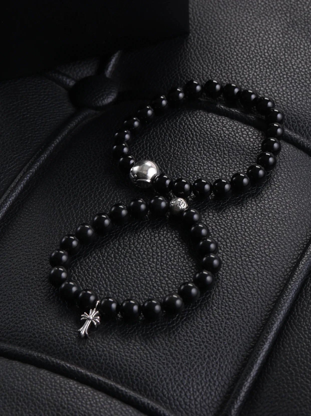 Item ID 8385 Two new colors added -Chrome-Hearts-CH- Crow heart - gemstone bracelet