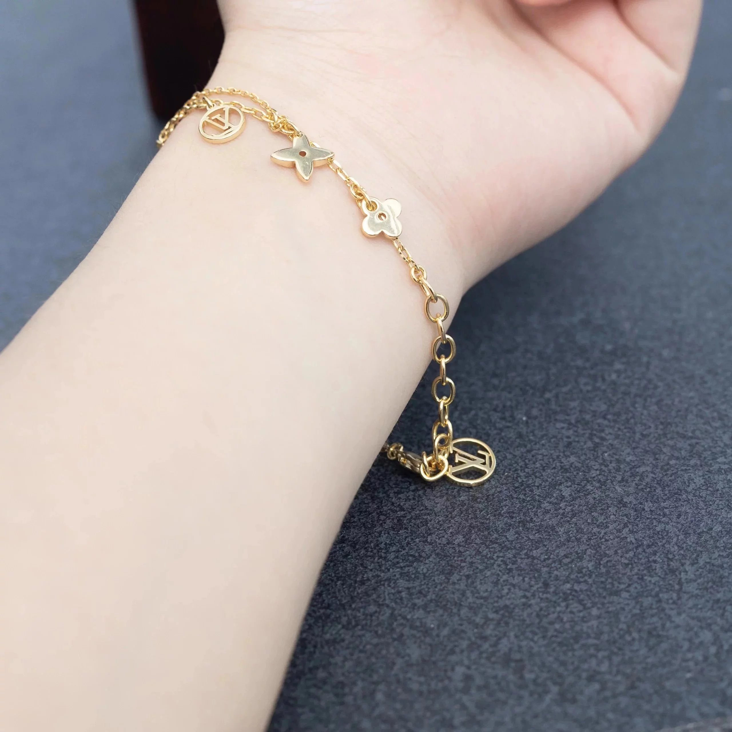 Item ID 8368 Advanced customization - floral bracelet - gold plated bracelet - Adju