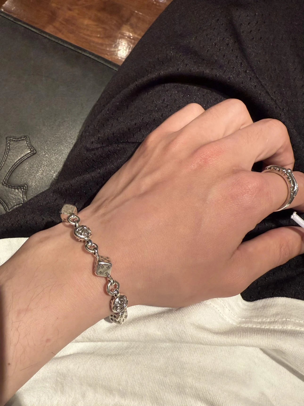 Item ID 8375 Chrome-Hearts- Crow heart - Cross dice bracelet -925 silver - Crow Hea