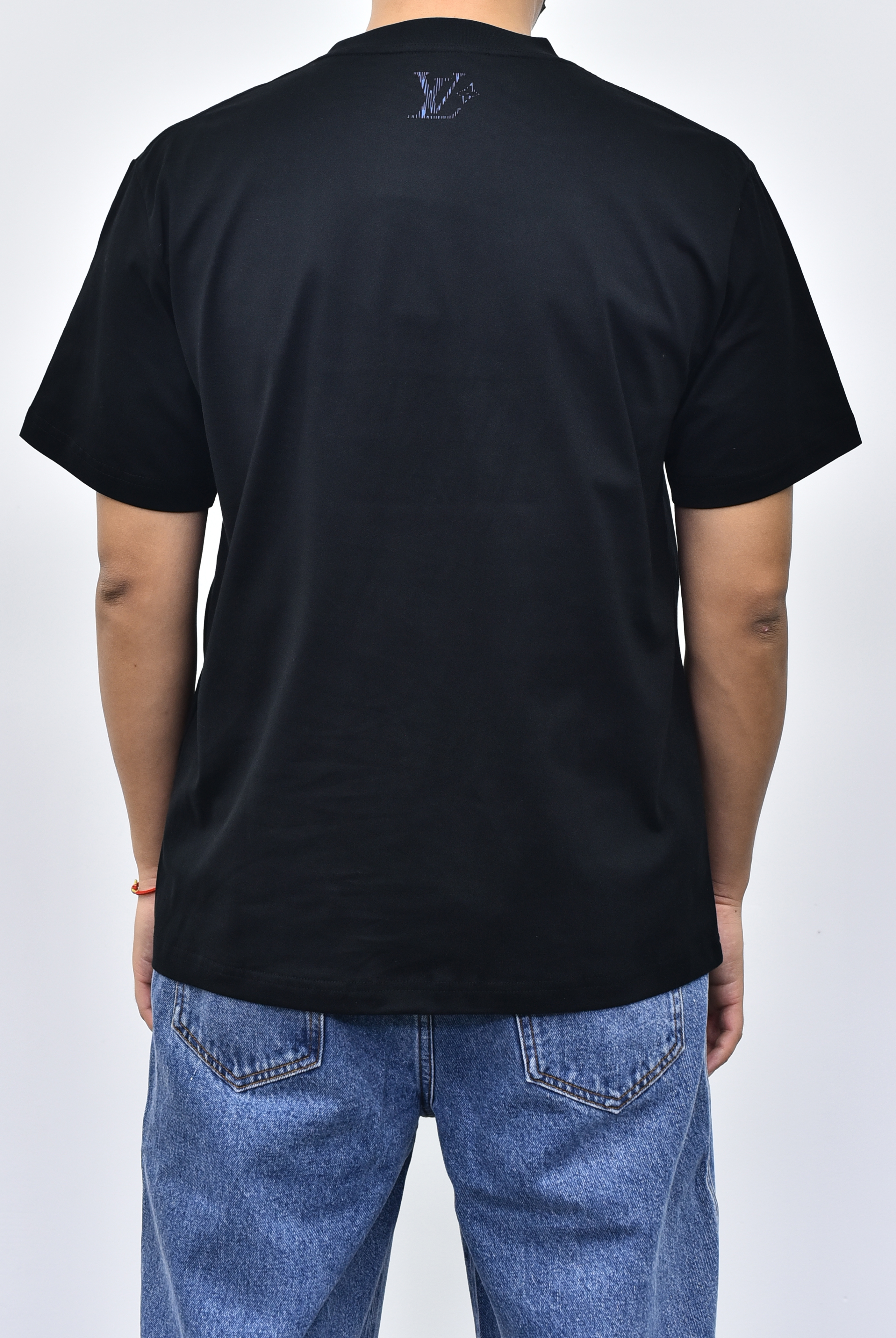 1V渐变字母短袖 黑色