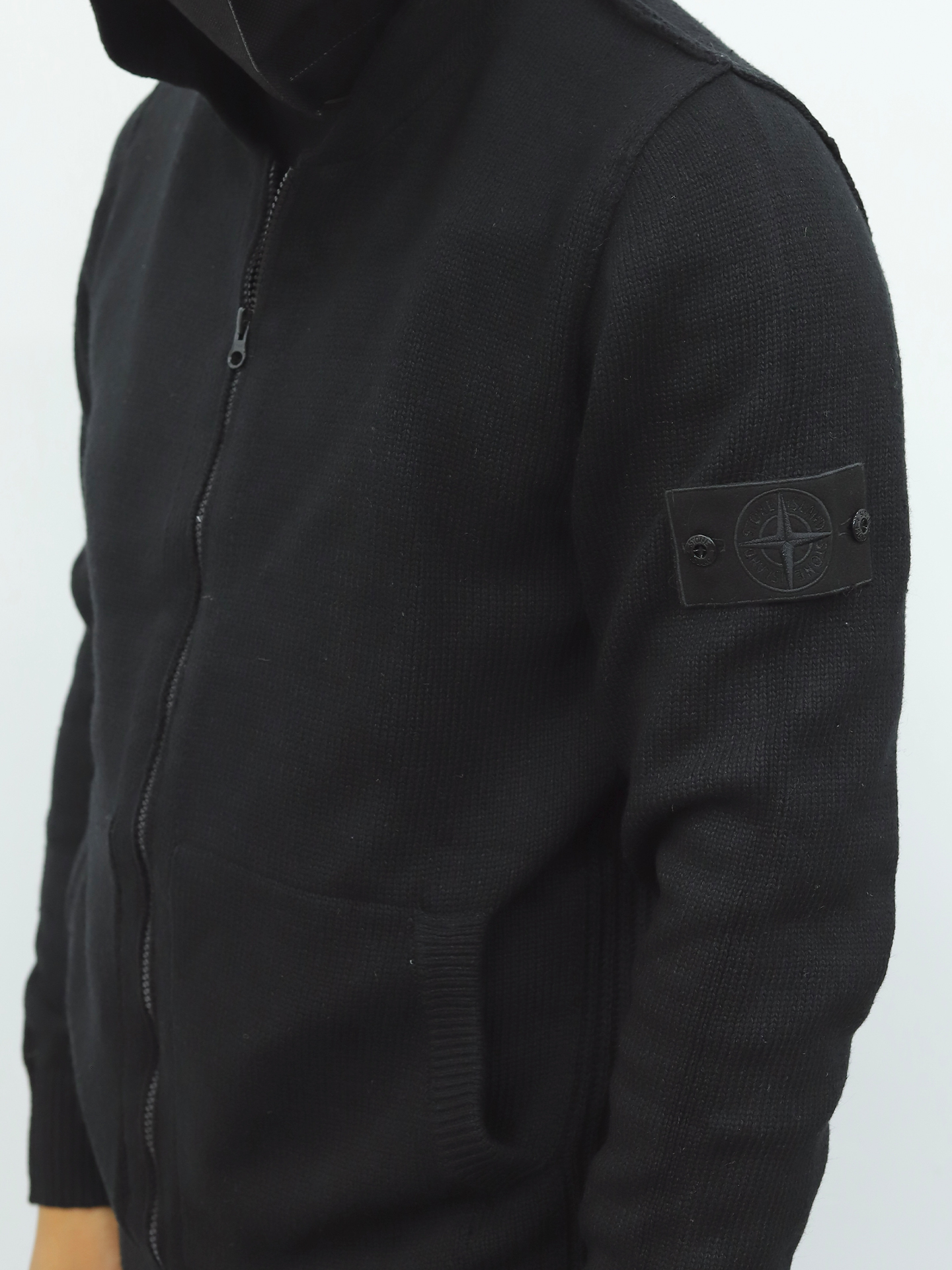 石头岛拉链开合毛衫 黑色