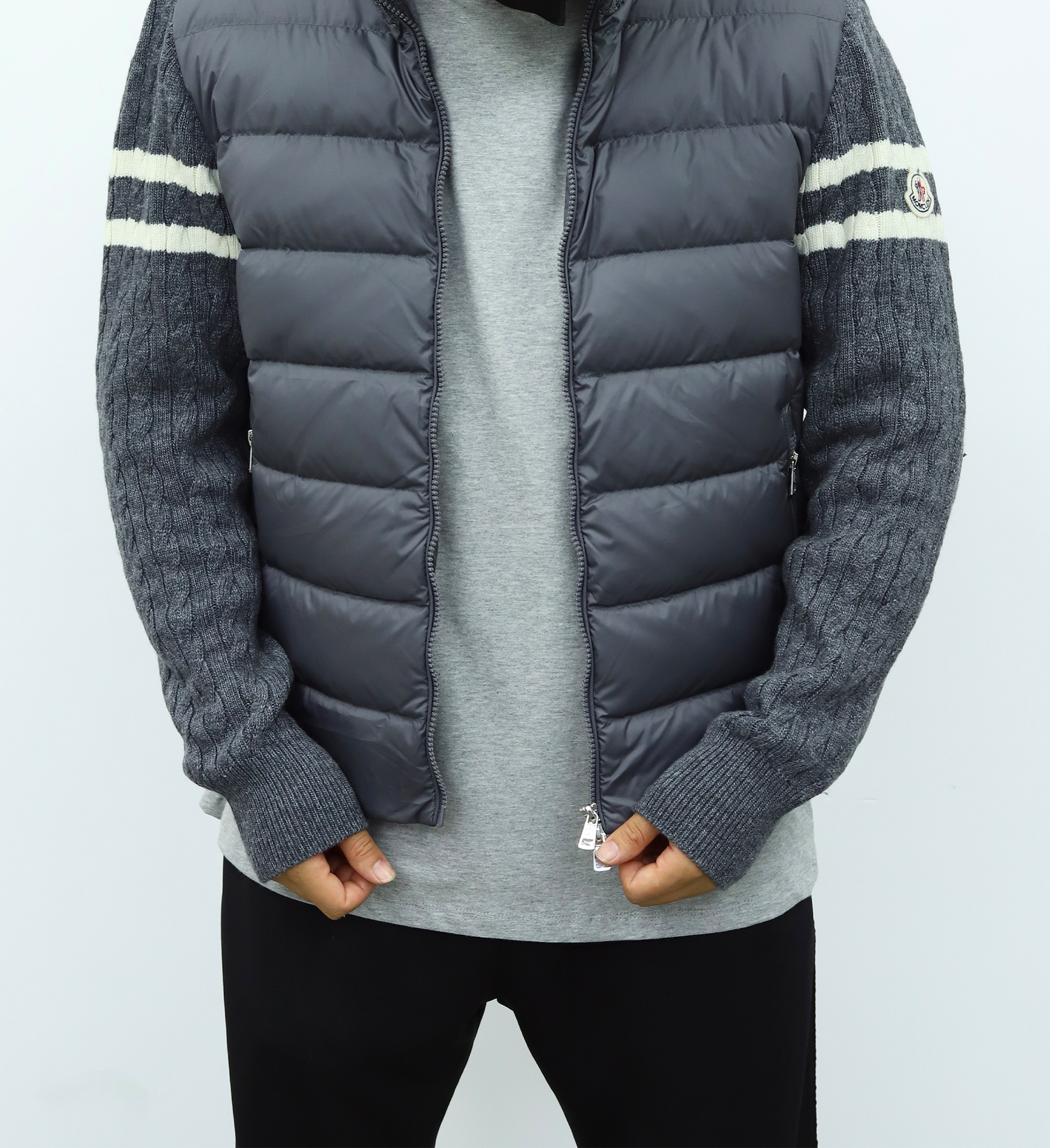 蒙口TB联名毛袖夹克 灰色