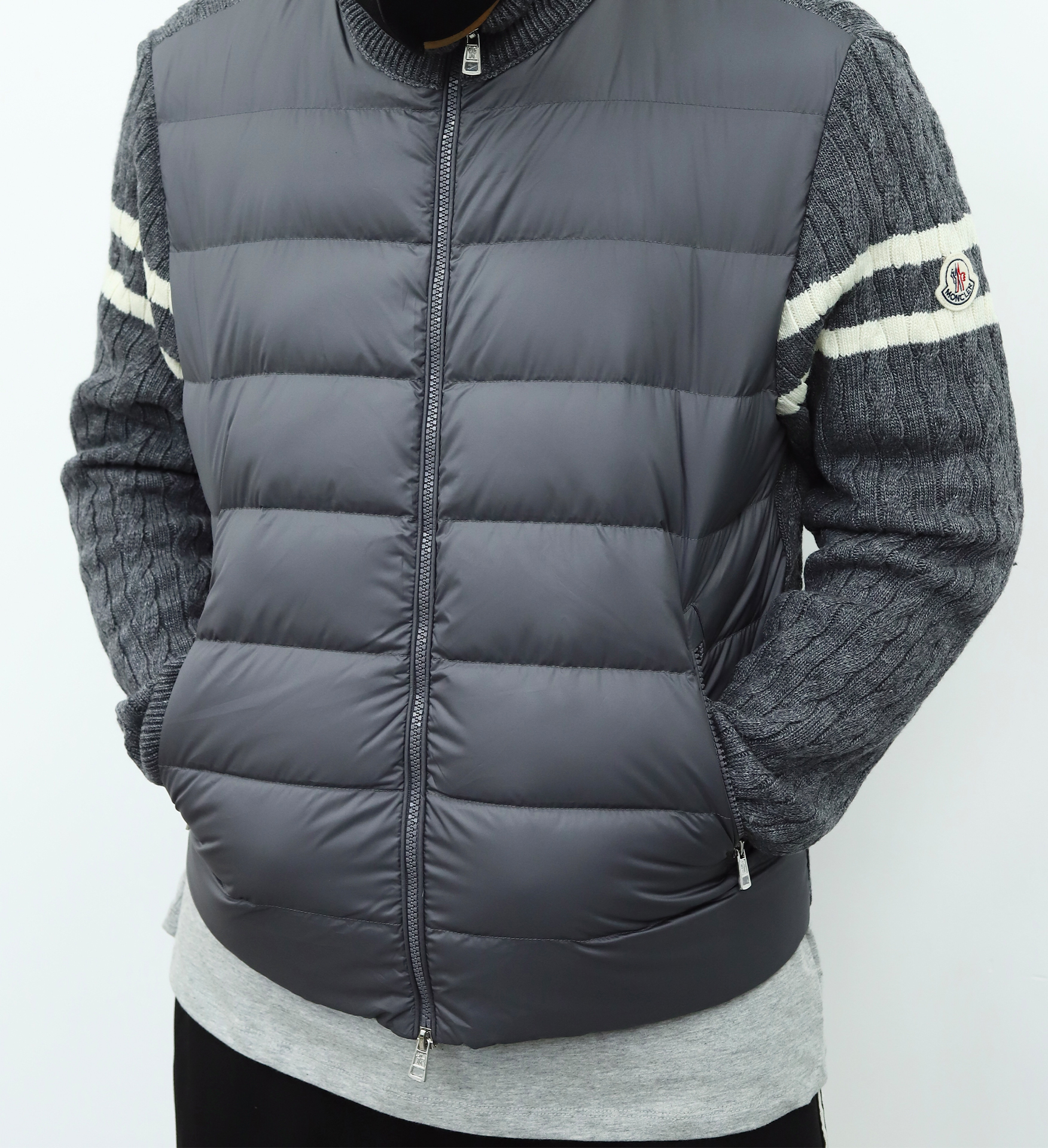 Mon Padded Corduroy Cardigan grey【150G goose down】