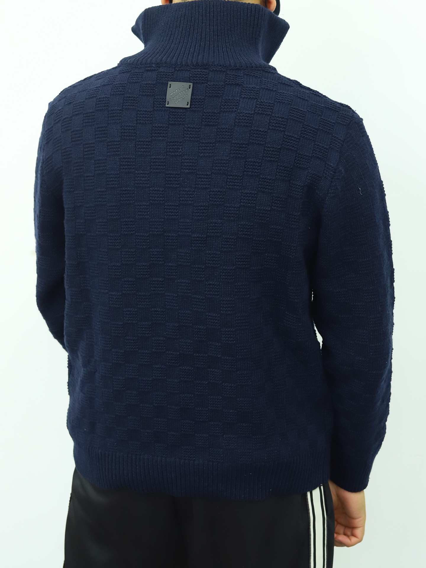 LV半拉链格子毛衣 藏青色