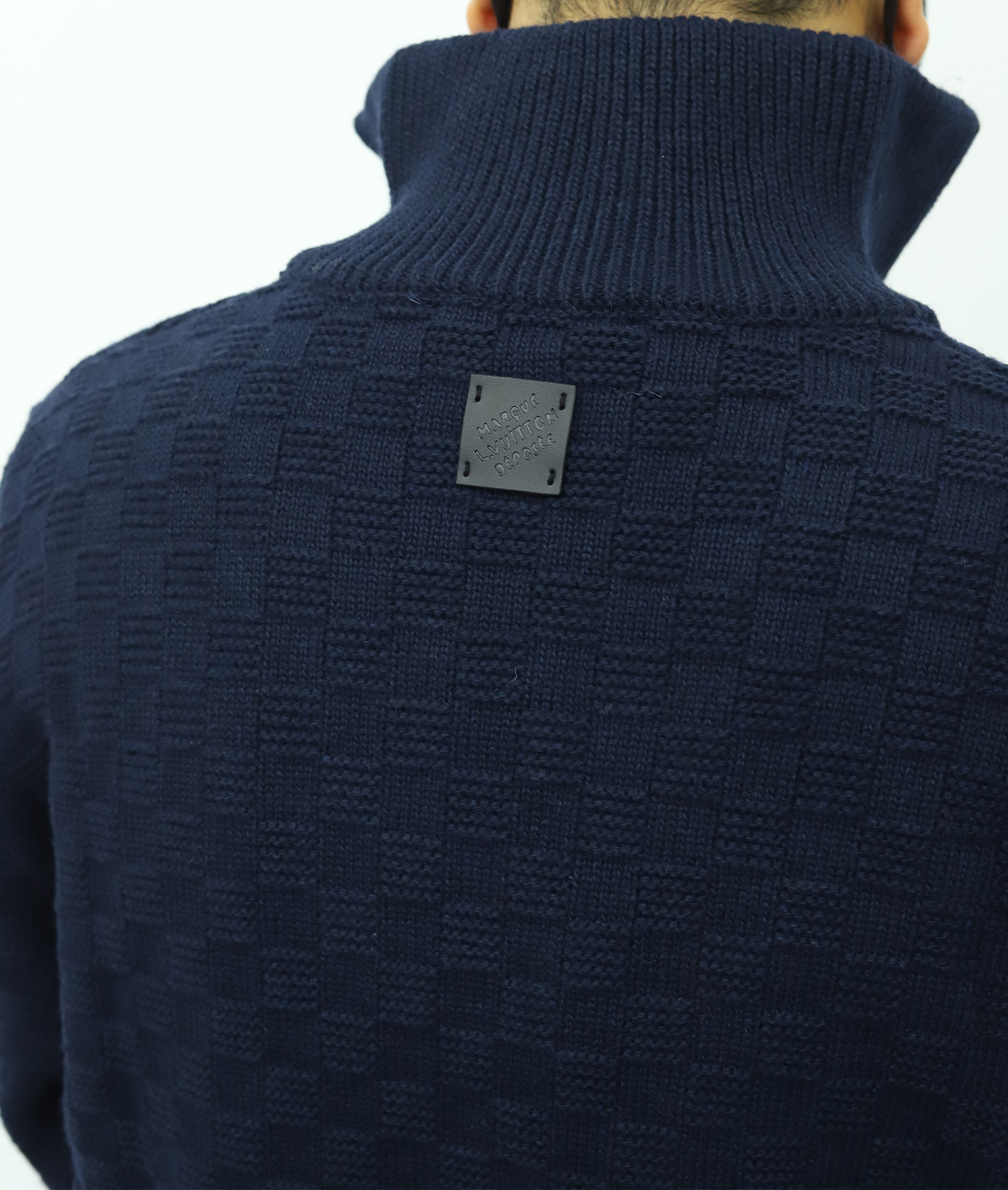 LV半拉链格子毛衣 藏青色