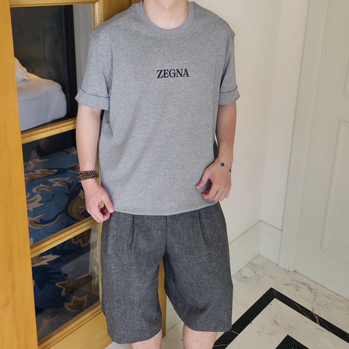 Item ID 8333 Zegna- Zegna -2024FW- Chest letter flocking heat transfer short sleeve