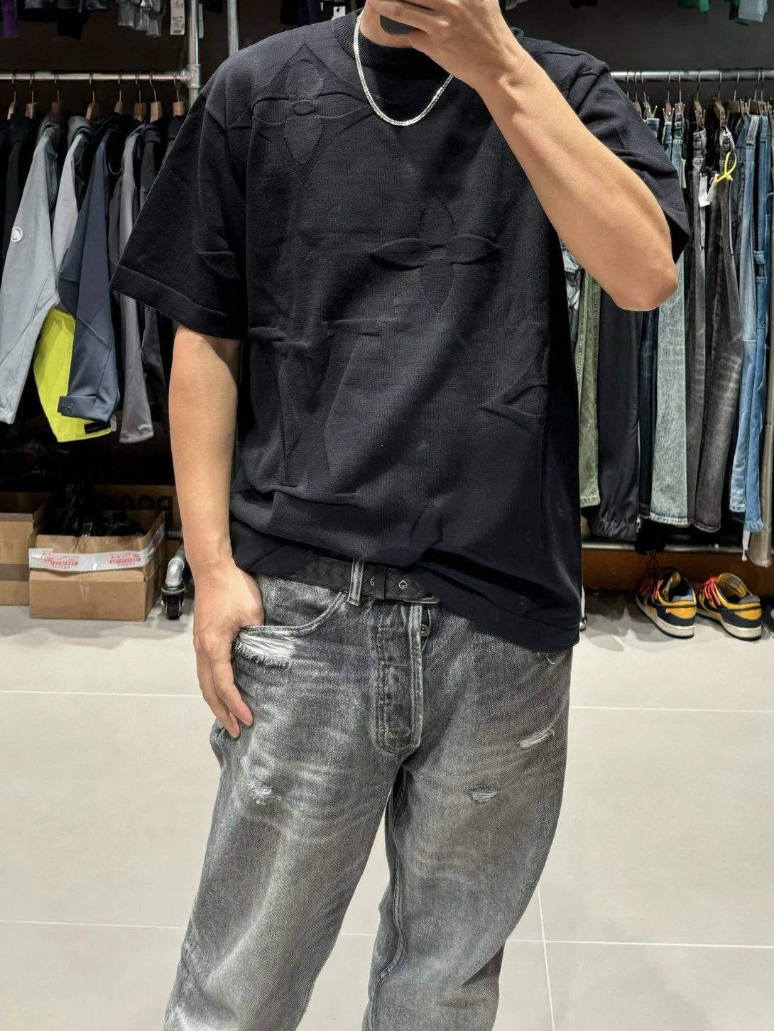 Item ID 8271 Advanced customization -2024ss- Large relief presbyopic knitted short