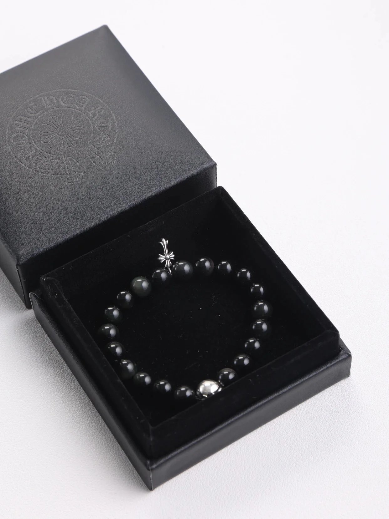 Item ID 8385 Two new colors added -Chrome-Hearts-CH- Crow heart - gemstone bracelet