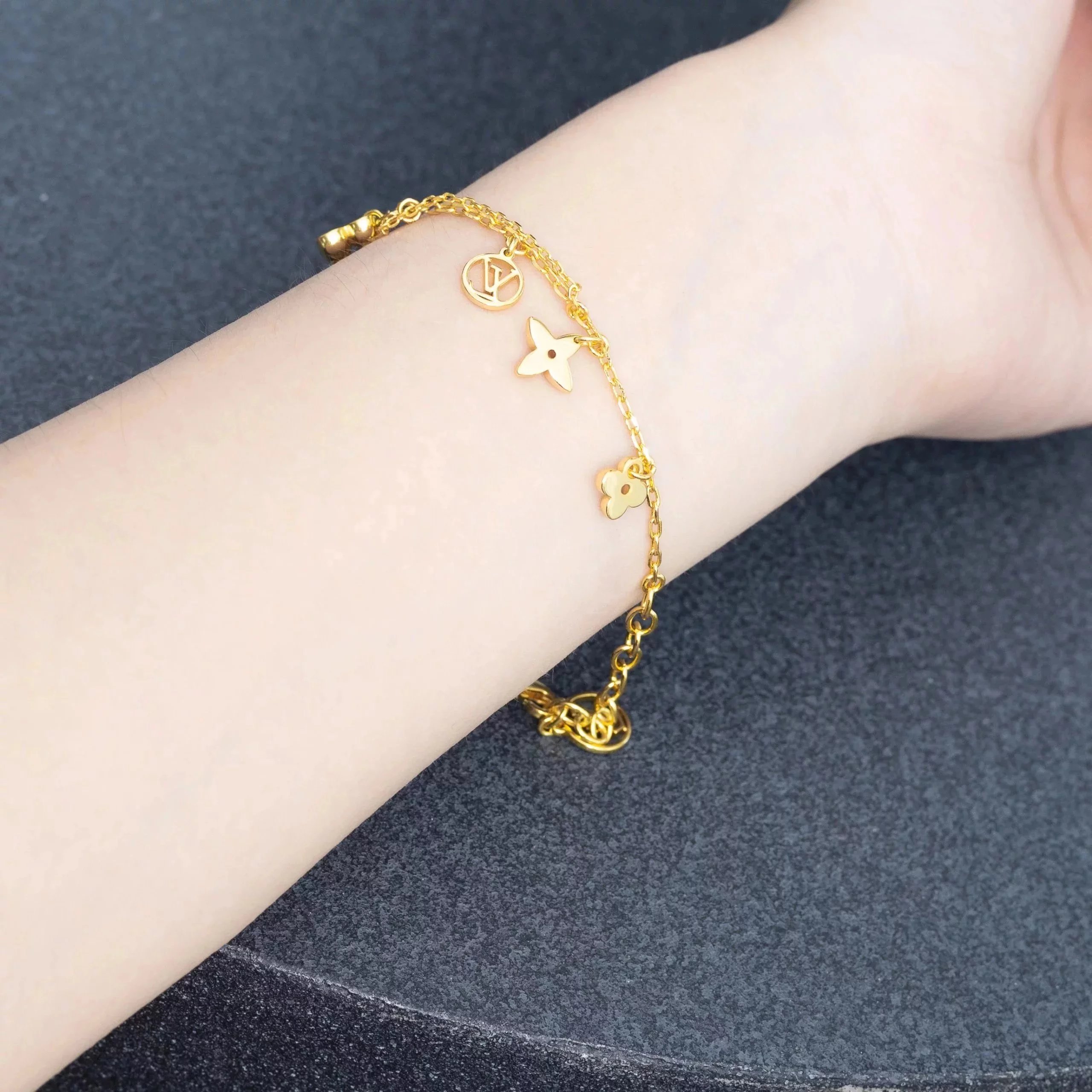 Item ID 8368 Advanced customization - floral bracelet - gold plated bracelet - Adju