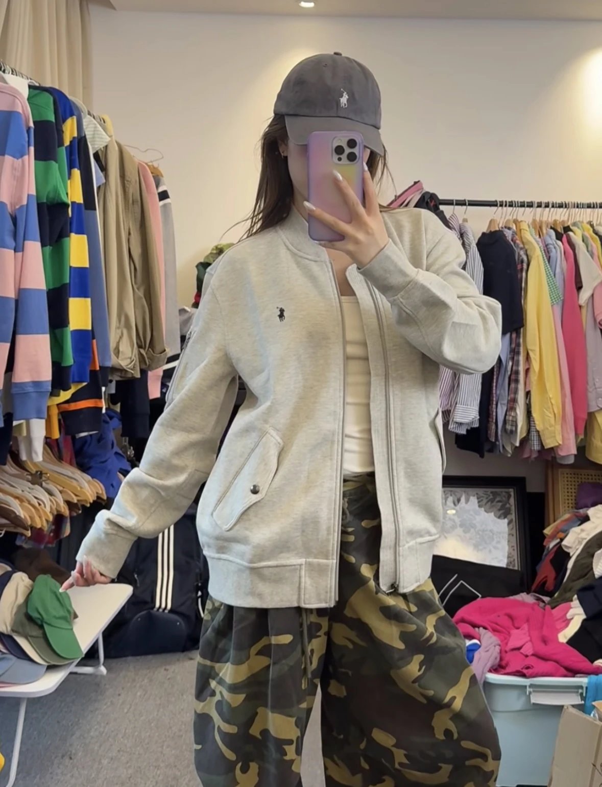 Item ID 8054 raff -FW23- solid color Logo Embroidered zipper long sleeve baseball j