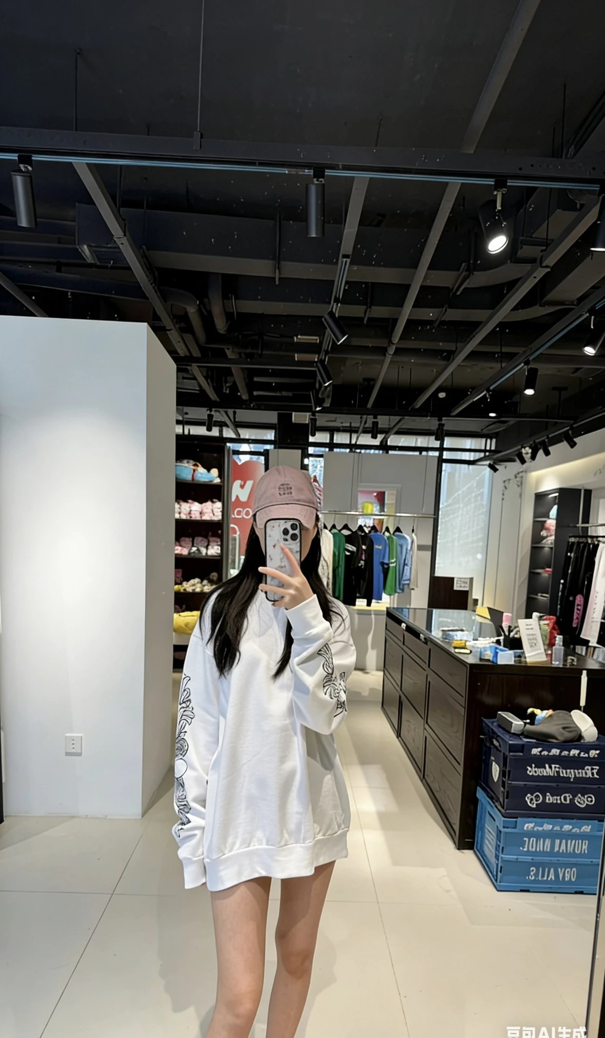 Item ID 8077 CH series “ Velvet lining ” Love vine printed round neck pullover long