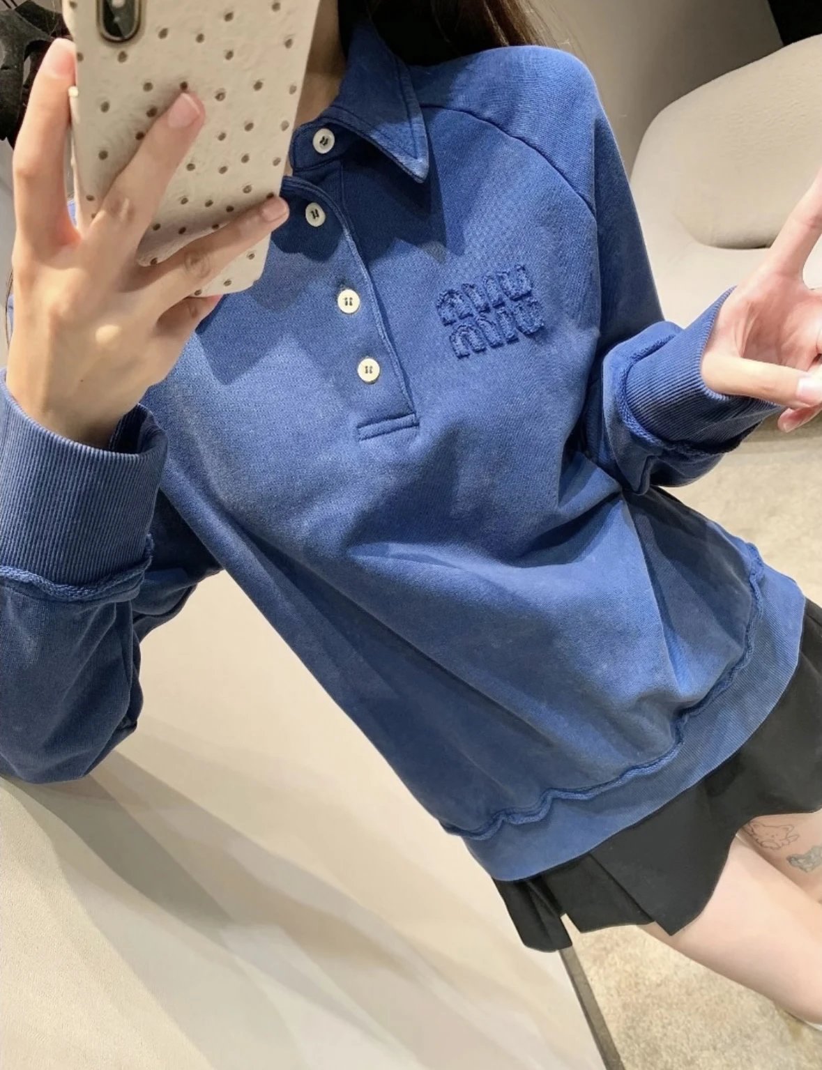 Item ID 8086 M1UM1U Miu Miu SS24“ Heavy industrial washing ” solid color letters Lo