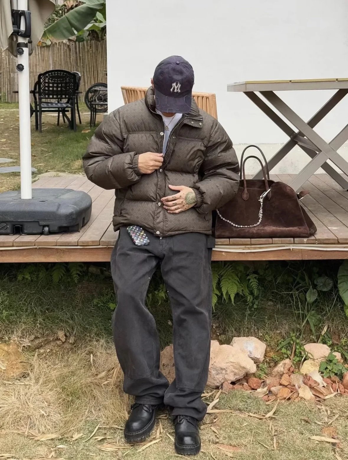 Item ID 8110 Crow heart CH full print logo“90 white duck down ”“ Exclusive distress