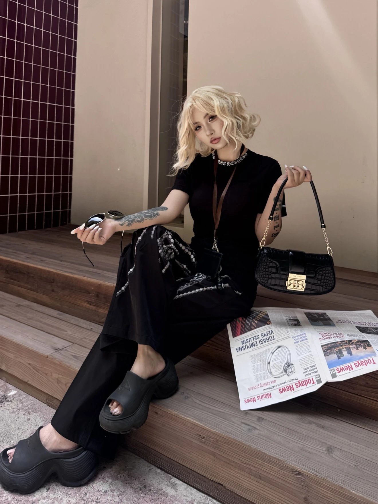 Item ID 8305 Chrome-Hearts- Crow heart -2025ss- Sanskrit letter printed short sleev