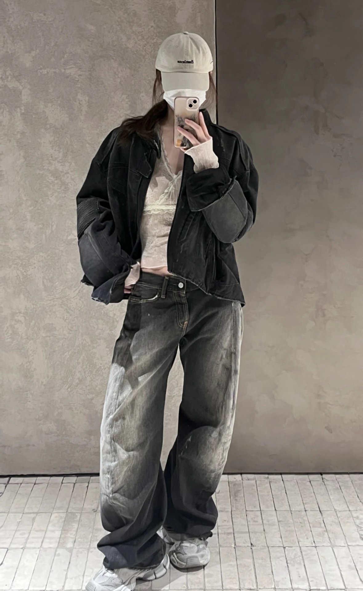 Item ID 8336 Acne Studios SS25-2006F Ink Splashed Loose Low Waist Wide Leg Ultra Lo