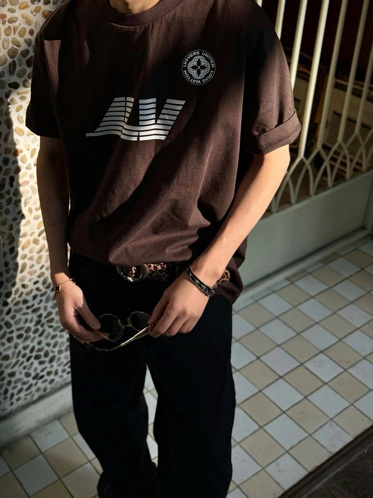 Item ID 8270 Advanced Customization -2022ss Earth Pattern Stripe Printed Short Slee